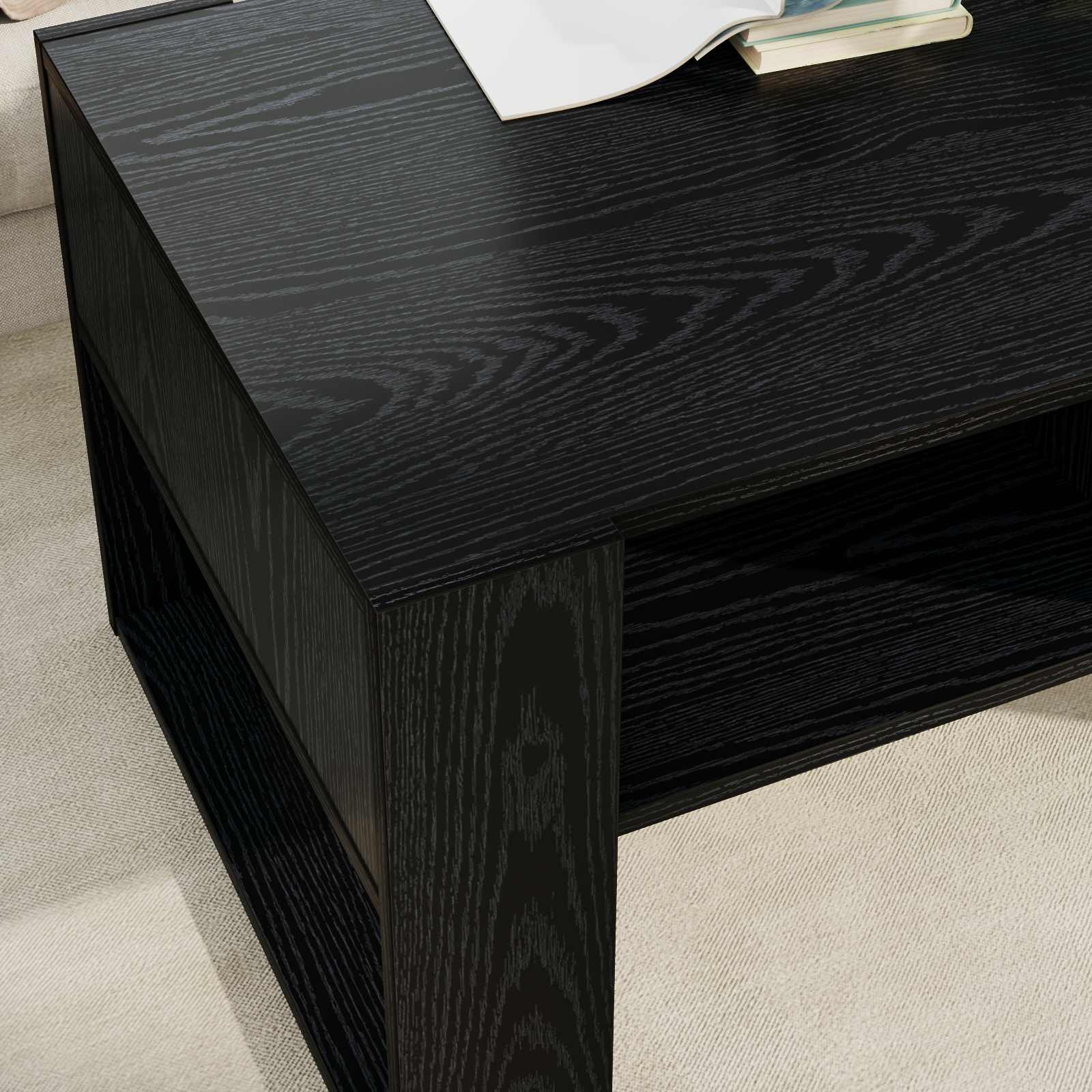 vidaXL Coffee Table Black Oak 92 x 53 x 45 cm Engineered Wood 4