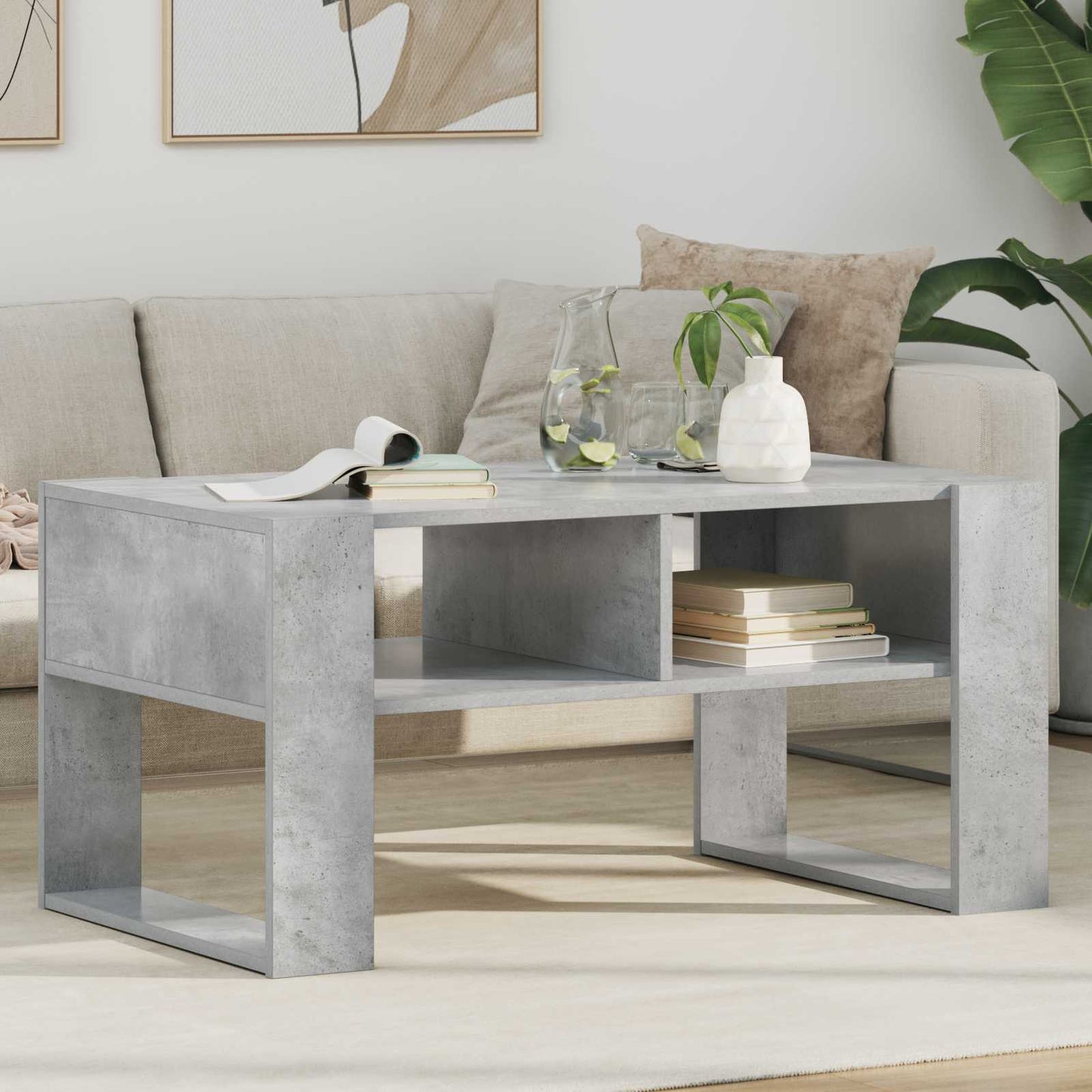 vidaXL Coffee Table Concrete Grey 92 x 53 x 45 cm Engineered Wood 1