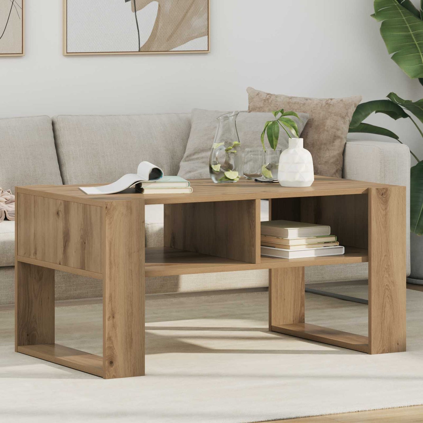 vidaXL Coffee Table Artisan Oak 92 x 53 x 45 cm Engineered Wood 1