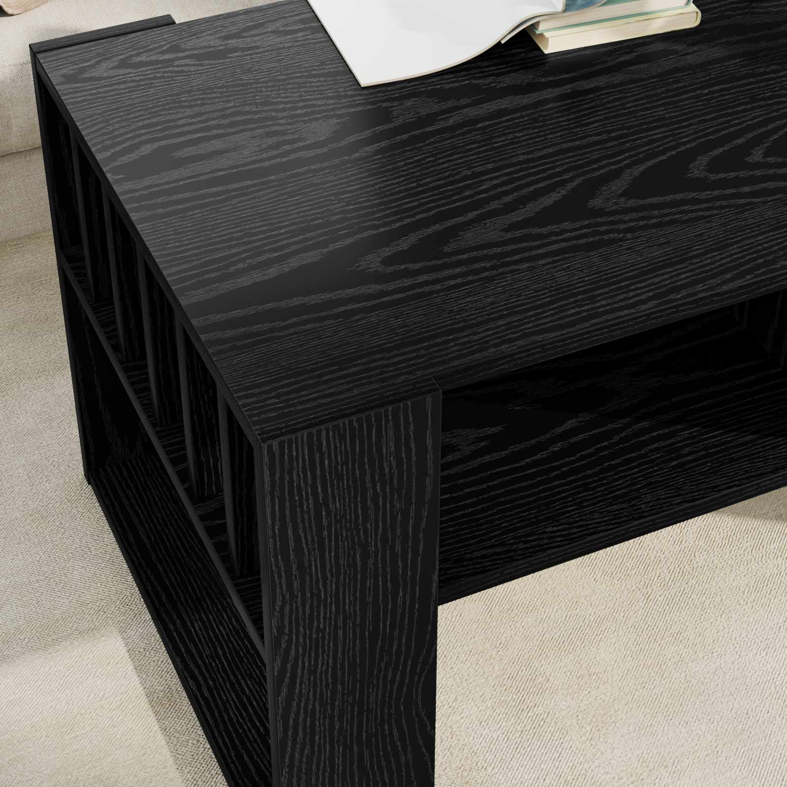vidaXL Coffee Table Black Oak 92 x 49.5 x 45 cm Engineered Wood 4