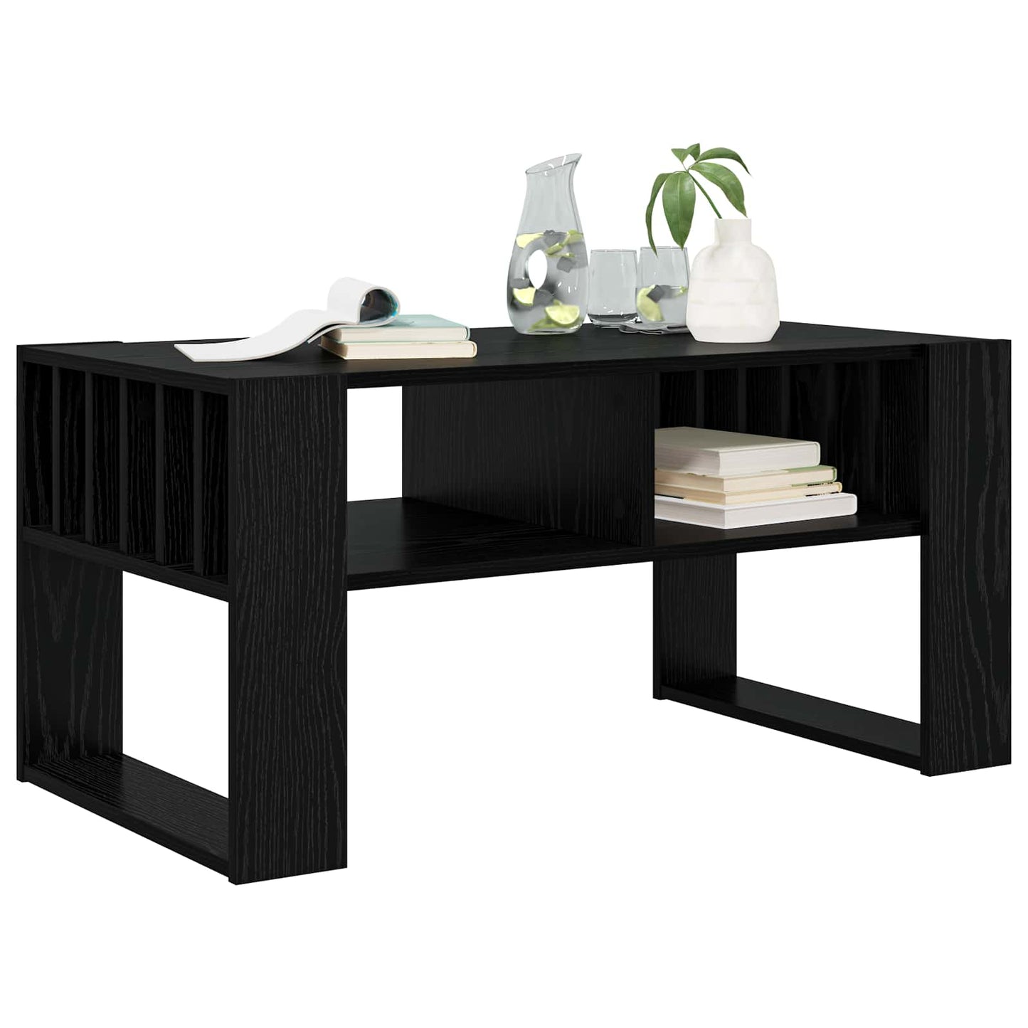vidaXL Coffee Table Black Oak 92 x 49.5 x 45 cm Engineered Wood 3