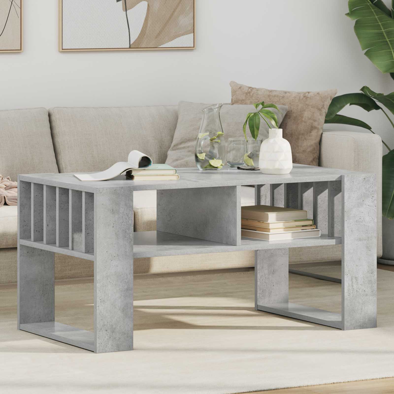 vidaXL Coffee Table Concrete Grey 92 x 49.5 x 45 cm Engineered Wood 1
