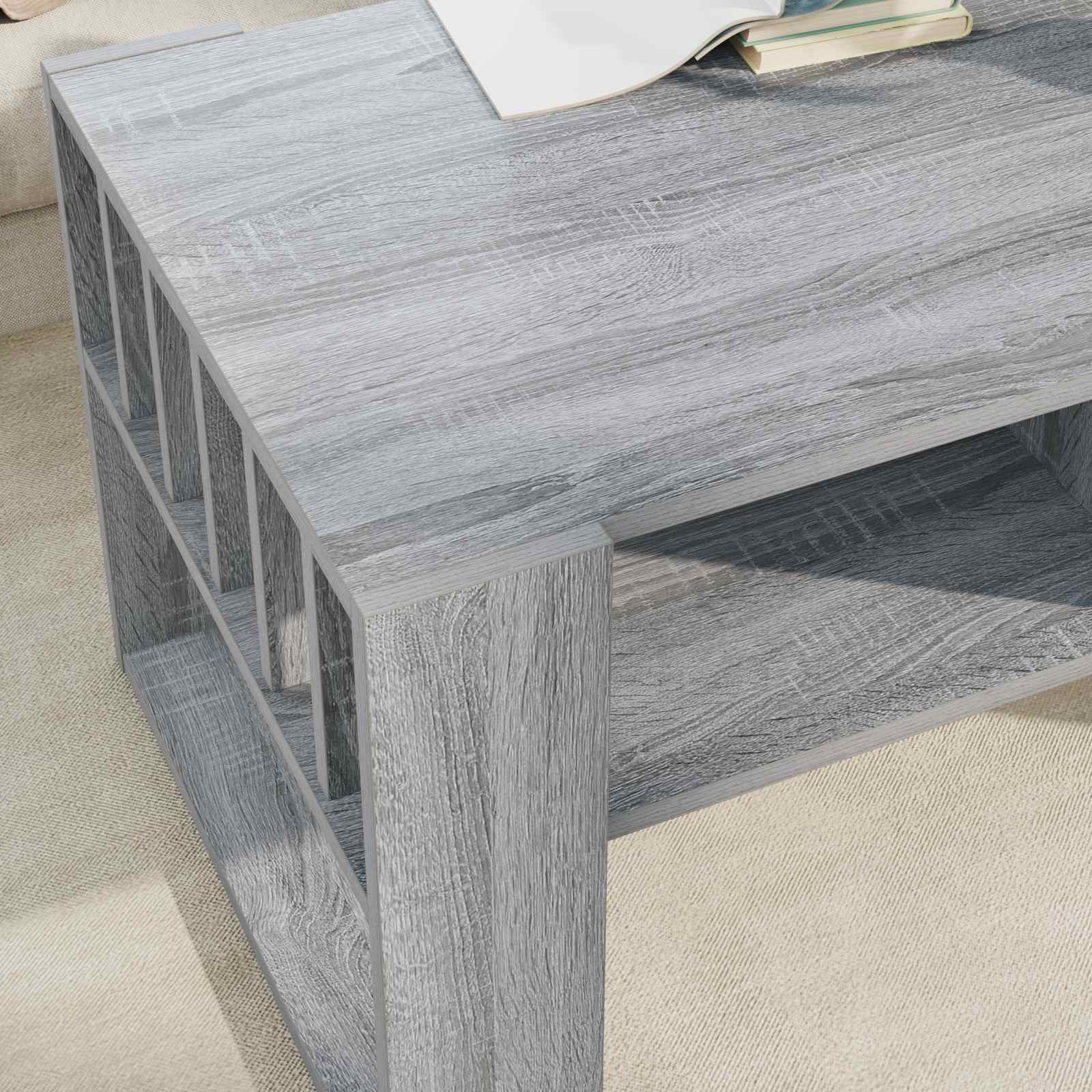 vidaXL Coffee Table Grey Sonoma 92 x 49.5 x 45 cm Engineered Wood 4