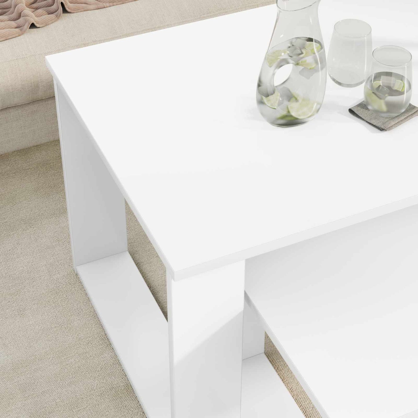 vidaXL Coffee Table Set 2 pcs White 100 x 50 x 42 cm Engineered Wood 4