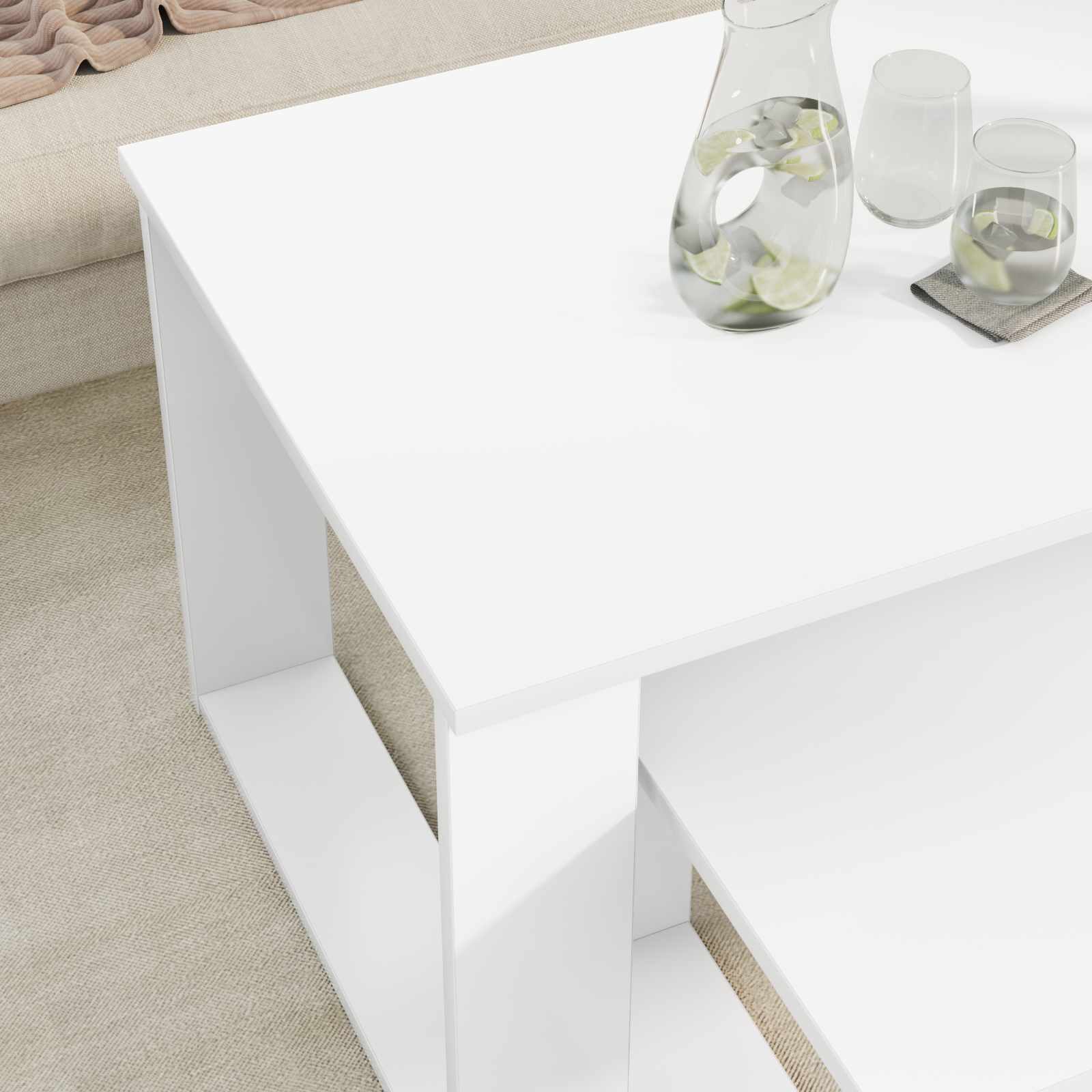 vidaXL Coffee Table Set 2 pcs White 100 x 50 x 42 cm Engineered Wood 4