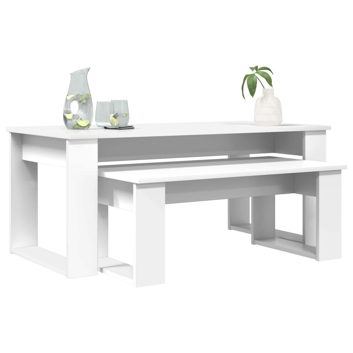 vidaXL Coffee Table Set 2 pcs White 100 x 50 x 42 cm Engineered Wood 3