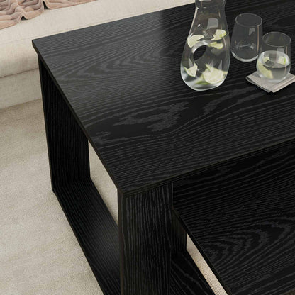 vidaXL Coffee Table Set 2 pcs Black Oak 100 x 50 x 42 cm 4