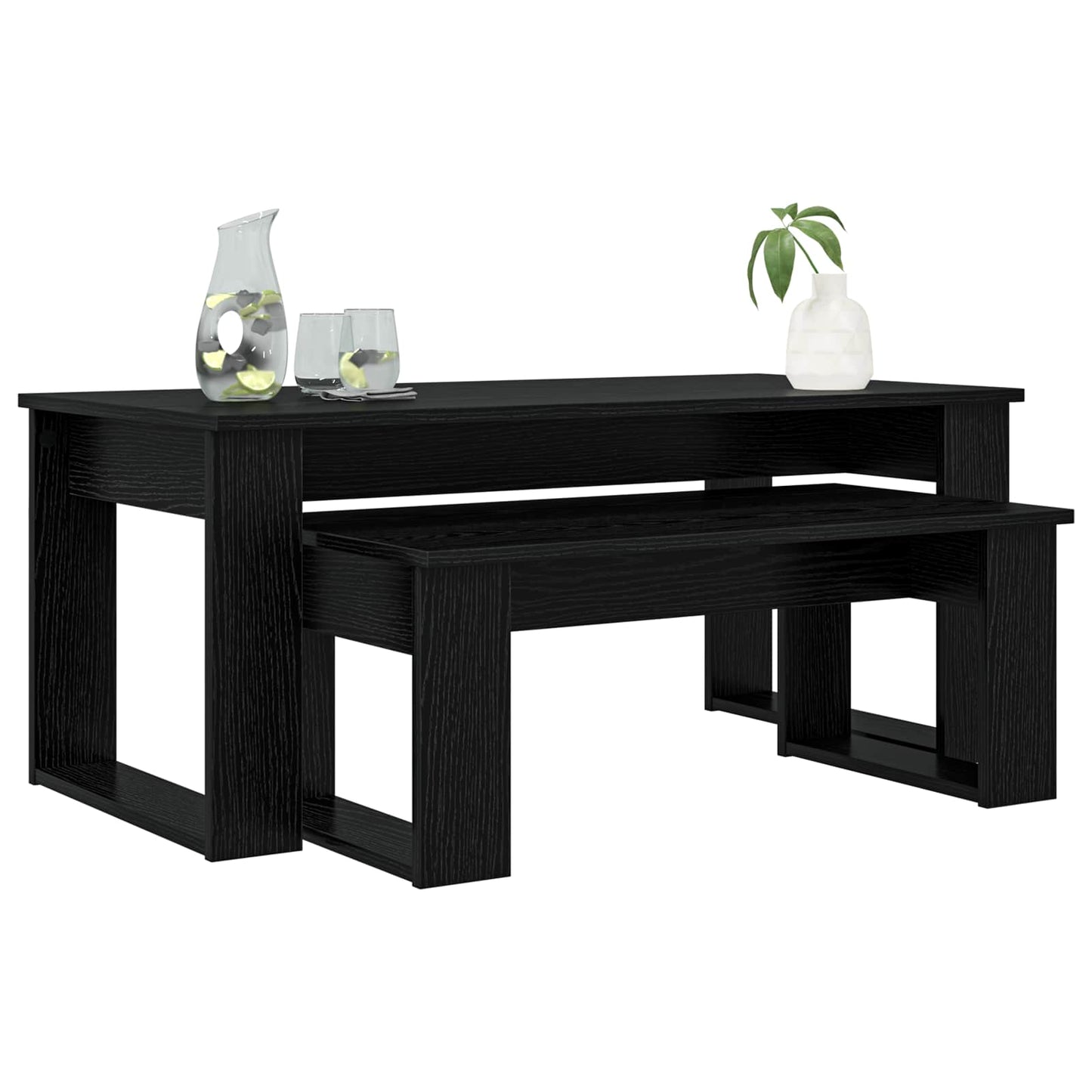 vidaXL Coffee Table Set 2 pcs Black Oak 100 x 50 x 42 cm 3