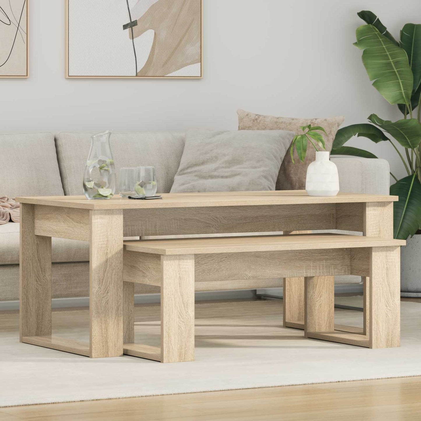 vidaXL Coffee Table Set 2 pcs Sonoma Oak 100 x 50 x 42 cm 1