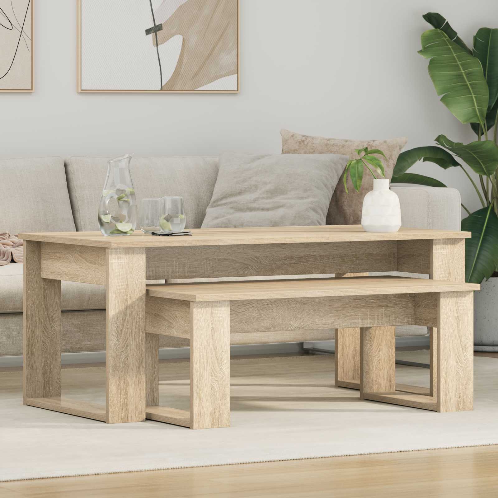 vidaXL Coffee Table Set 2 pcs Sonoma Oak 100 x 50 x 42 cm 1