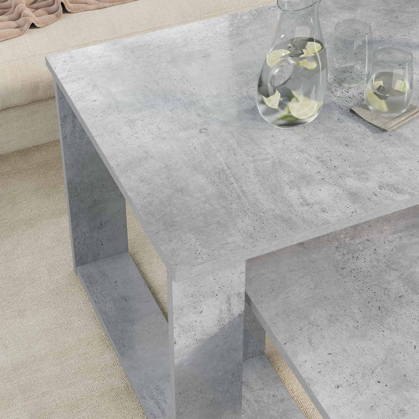 vidaXL Coffee Table Set 2 pcs Concrete Grey 100 x 50 x 42 cm 4