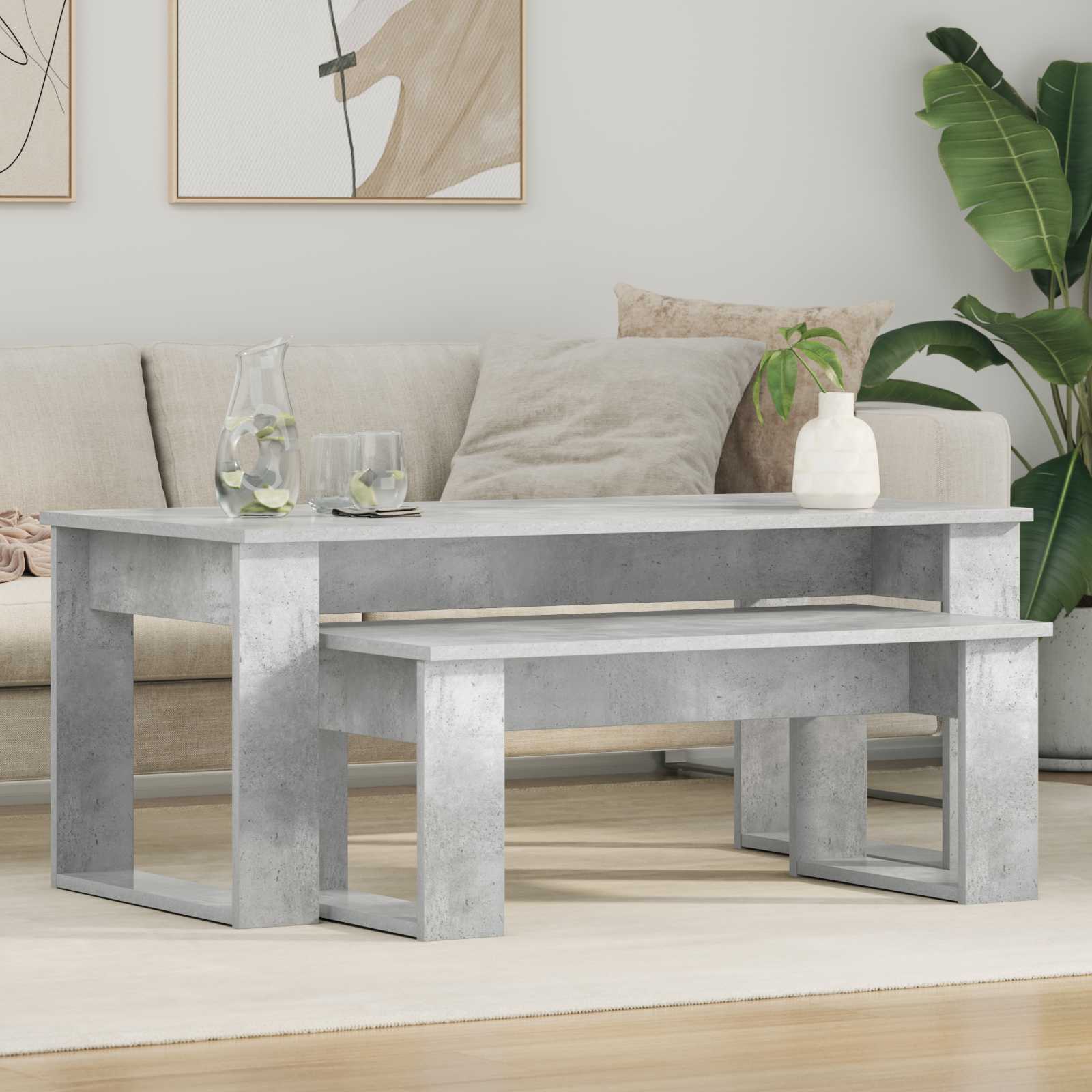 vidaXL Coffee Table Set 2 pcs Concrete Grey 100 x 50 x 42 cm 1