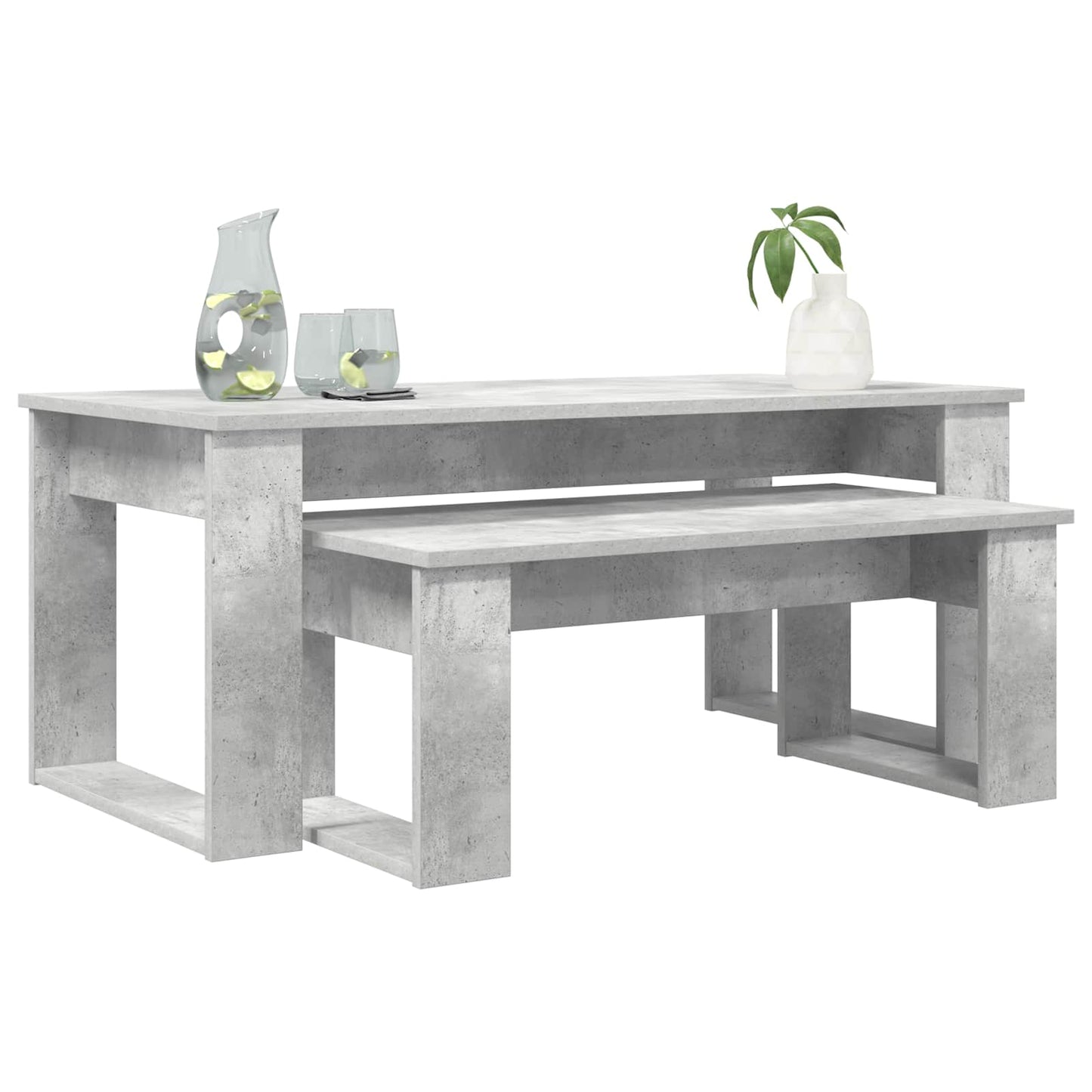 vidaXL Coffee Table Set 2 pcs Concrete Grey 100 x 50 x 42 cm 3