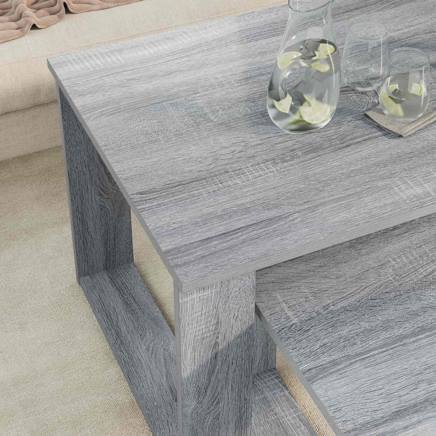vidaXL Coffee Table Set 2 pcs Grey Sonoma 100 x 50 x 42 cm 4