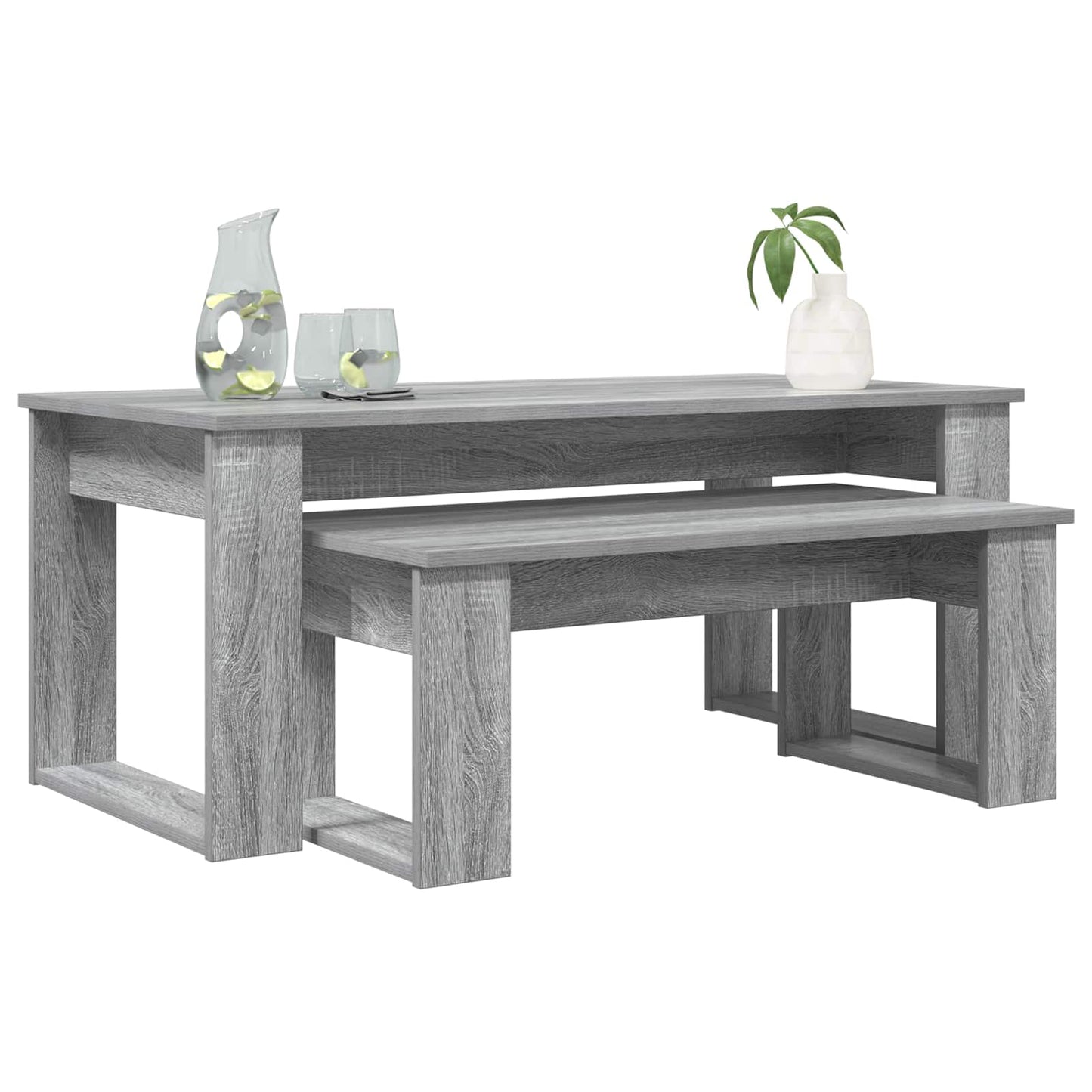 vidaXL Coffee Table Set 2 pcs Grey Sonoma 100 x 50 x 42 cm 3