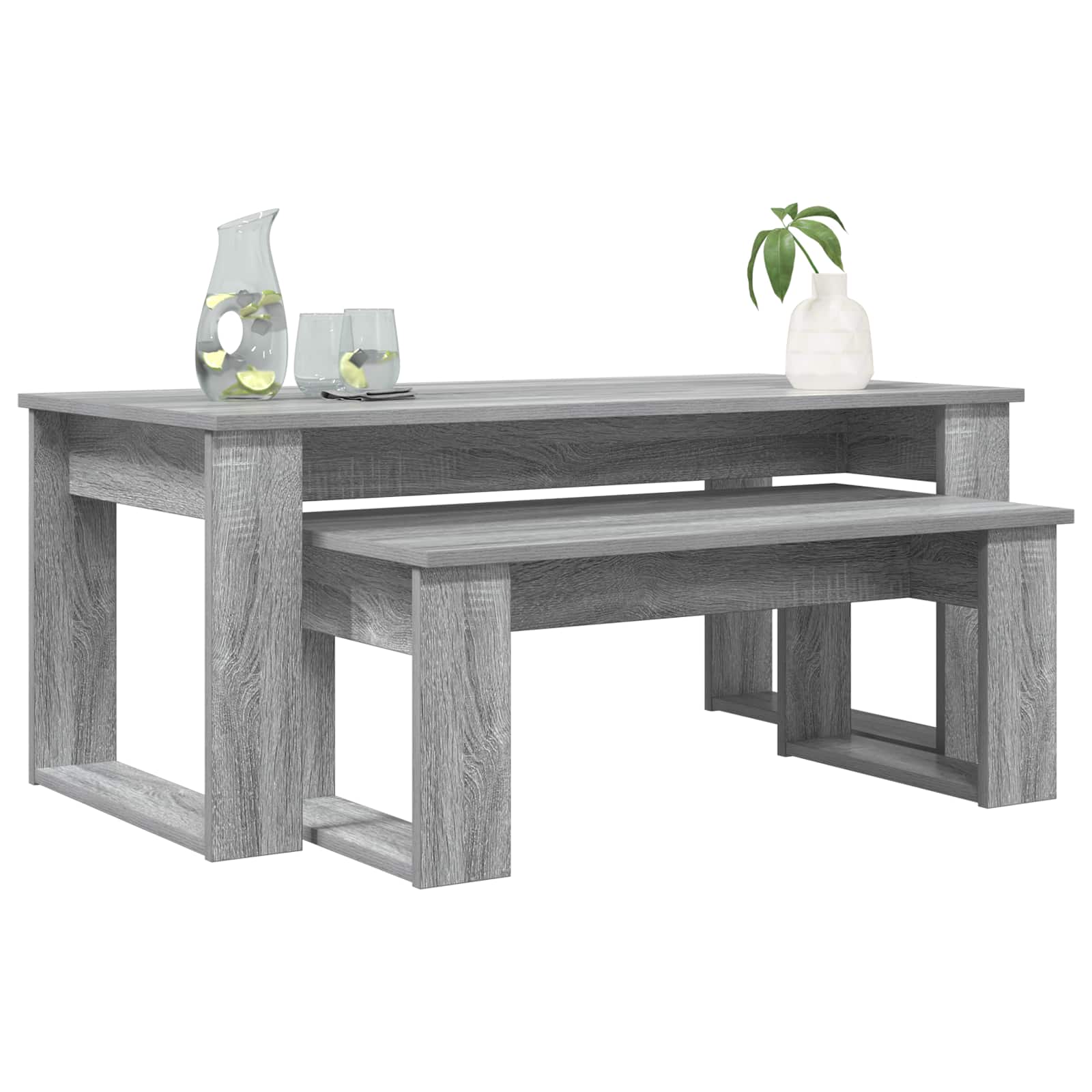 vidaXL Coffee Table Set 2 pcs Grey Sonoma 100 x 50 x 42 cm 3