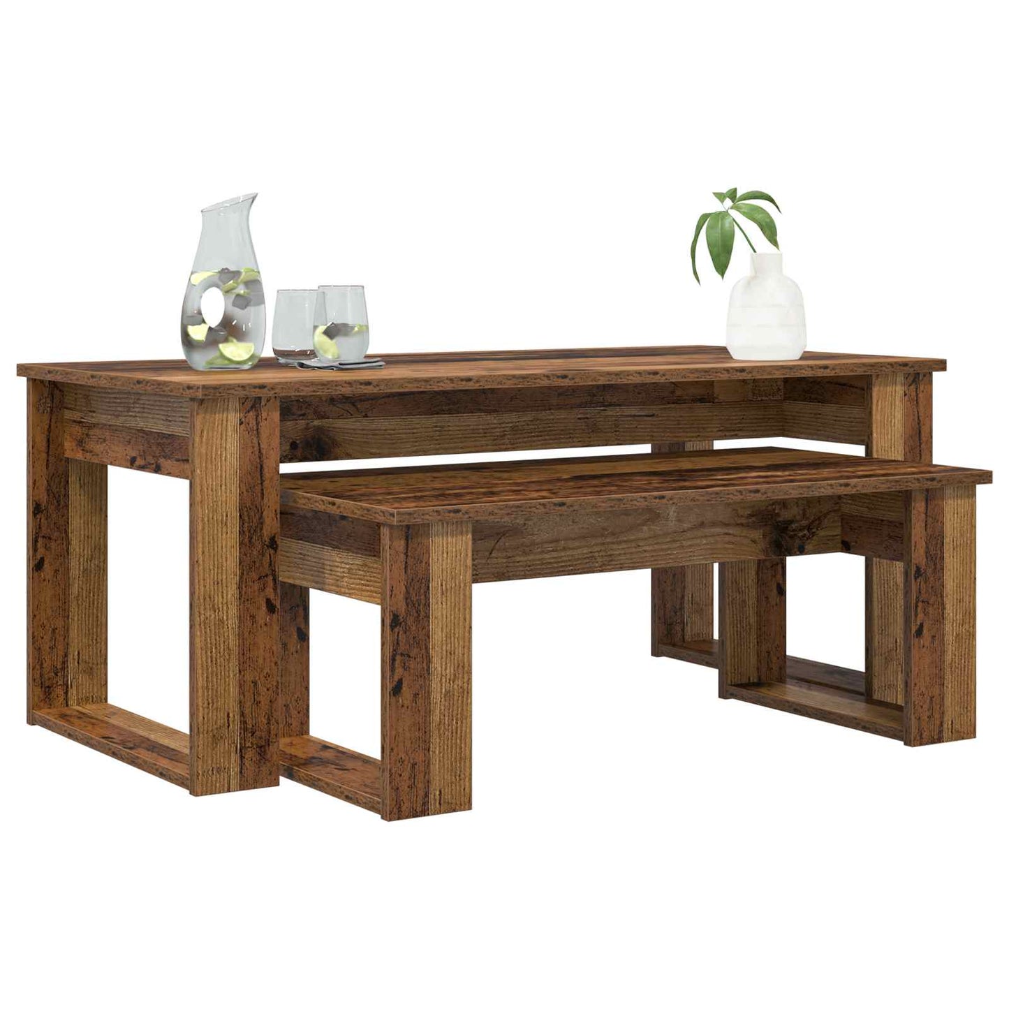 vidaXL Coffee Table Set 2 pcs Old Wood 100 x 50 x 42 cm 3