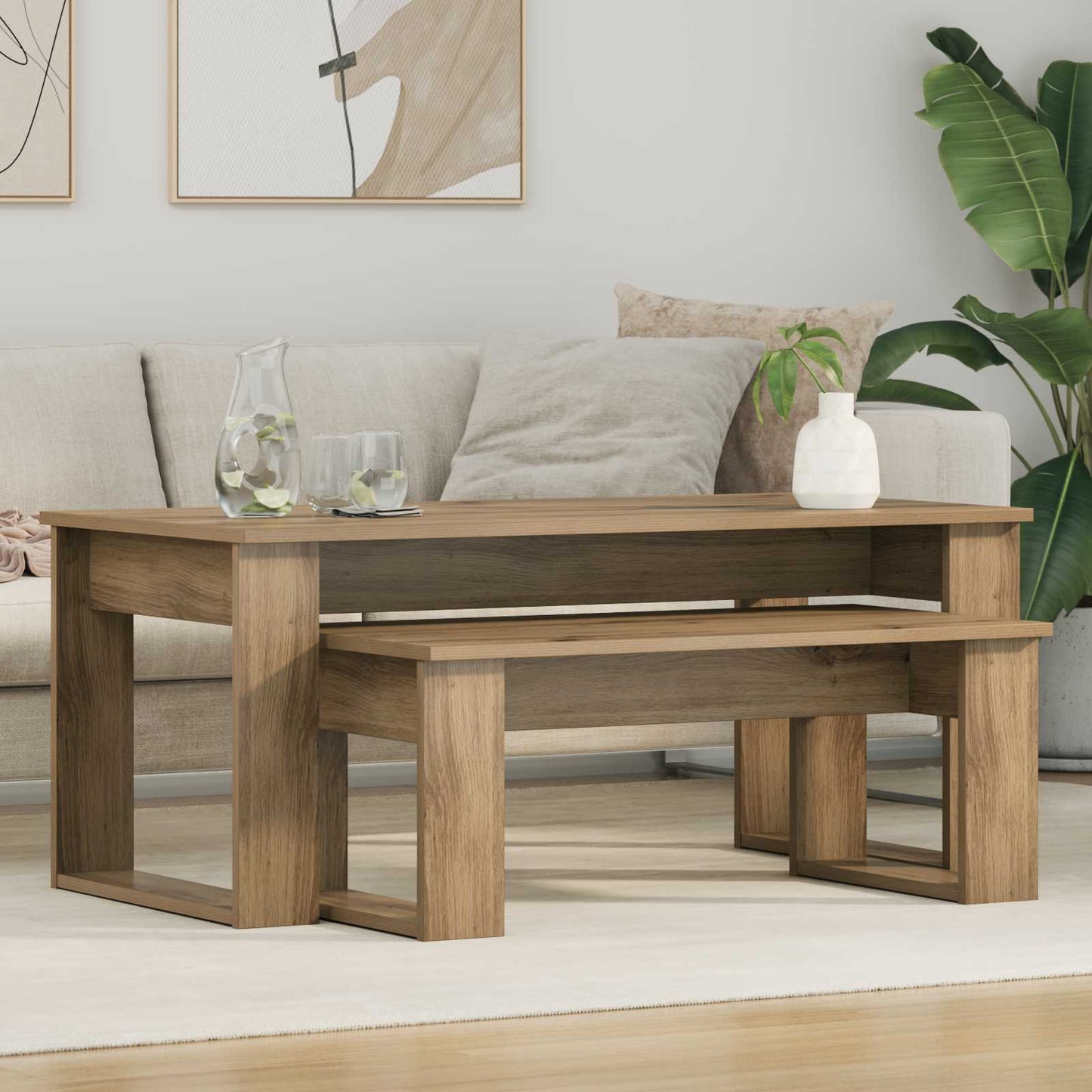 vidaXL Coffee Table Set 2 pcs Artisan Oak 100 x 50 x 42 cm 1