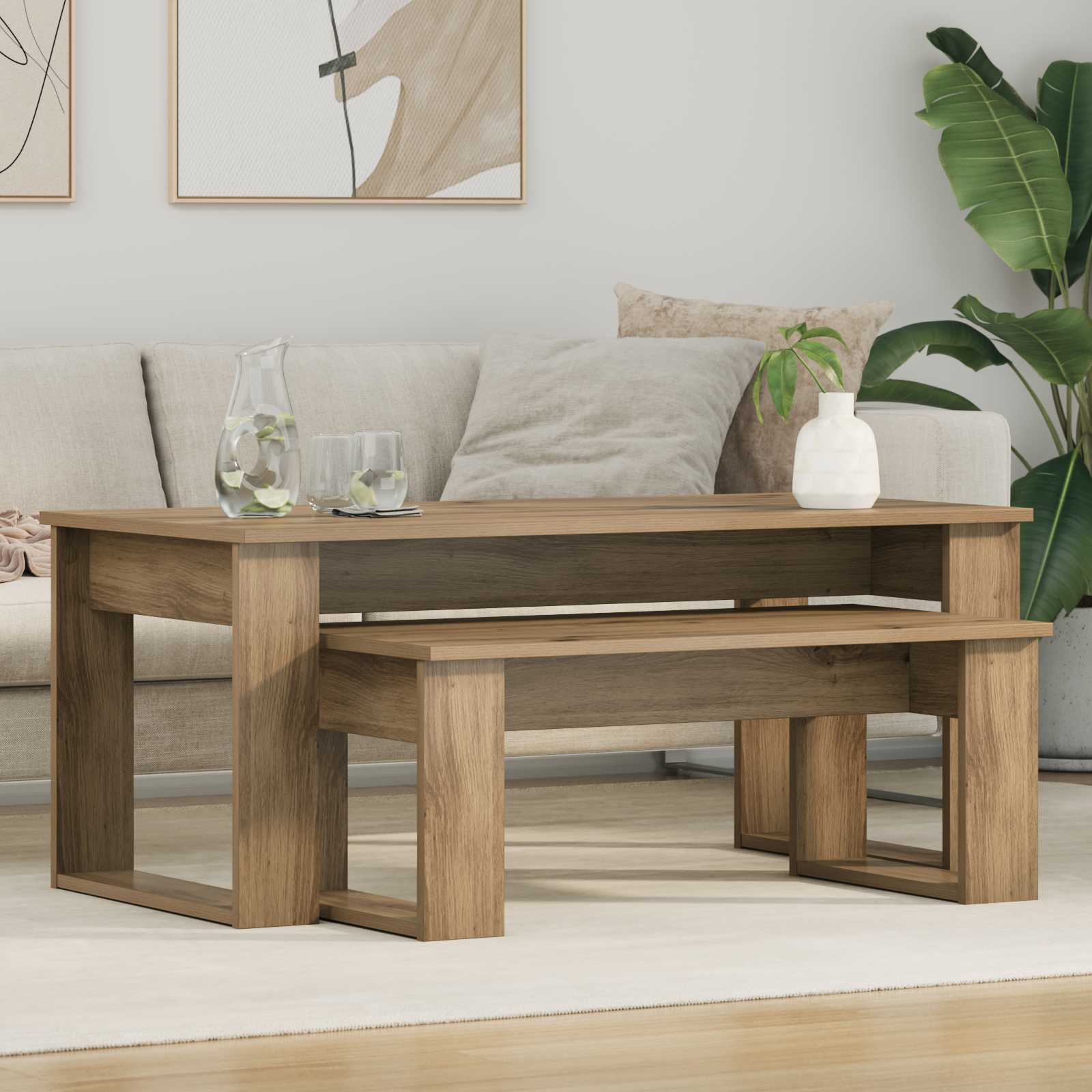 vidaXL Coffee Table Set 2 pcs Artisan Oak 100 x 50 x 42 cm 1