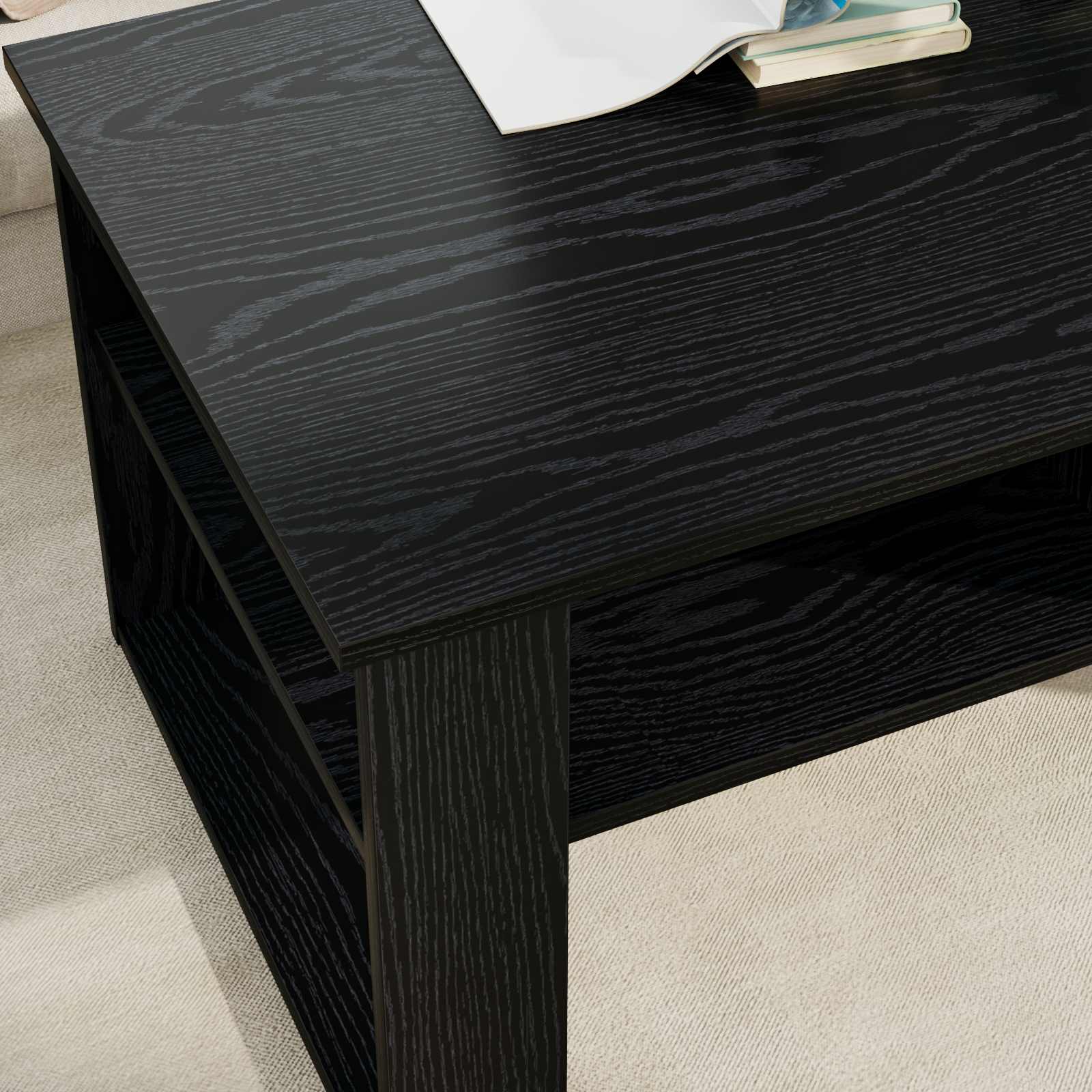 vidaXL Coffee Table Black Oak 96 x 54 x 44 cm Engineered Wood 4