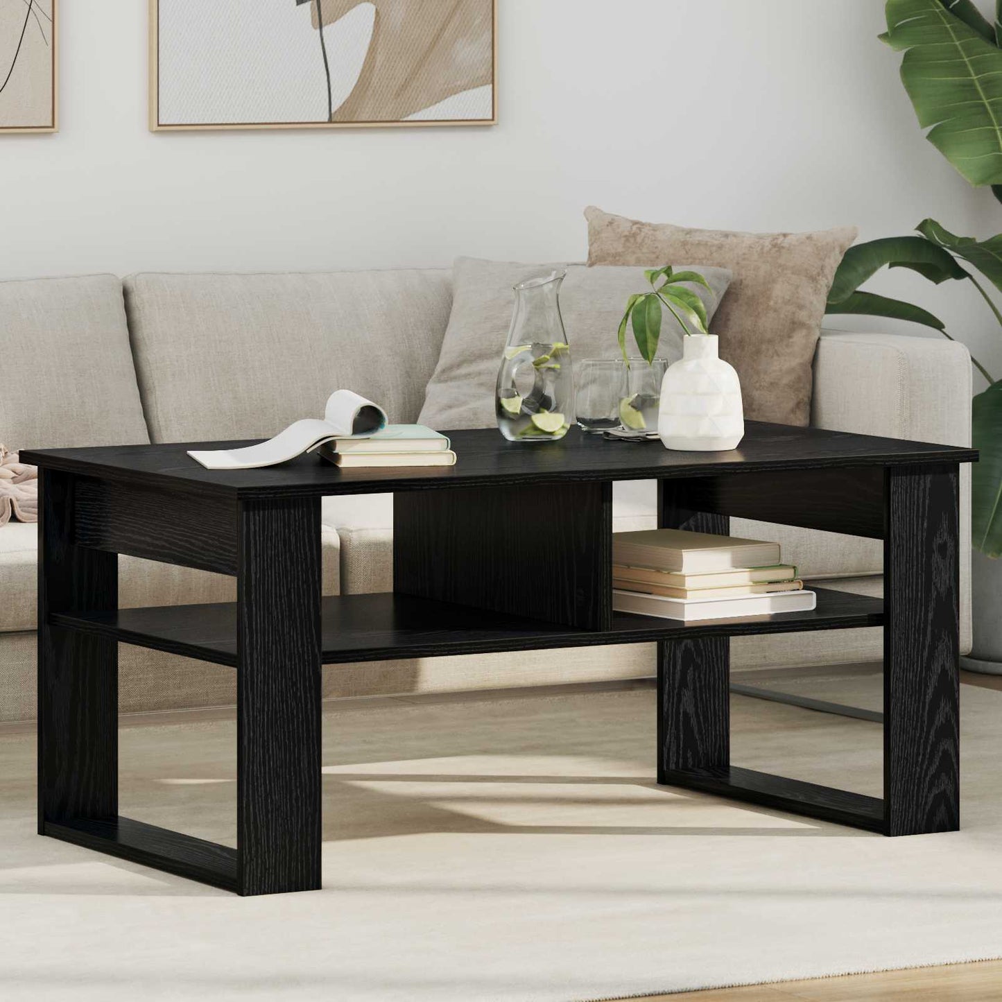 vidaXL Coffee Table Black Oak 96 x 54 x 44 cm Engineered Wood 1
