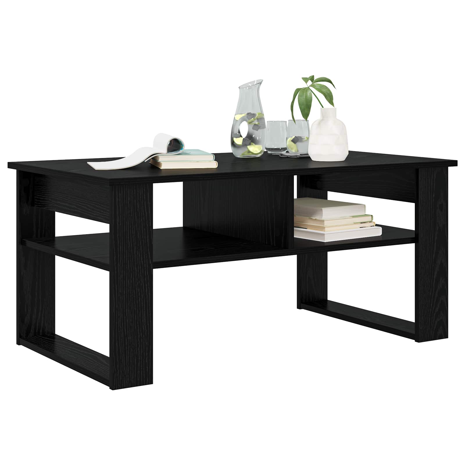 vidaXL Coffee Table Black Oak 96 x 54 x 44 cm Engineered Wood 3