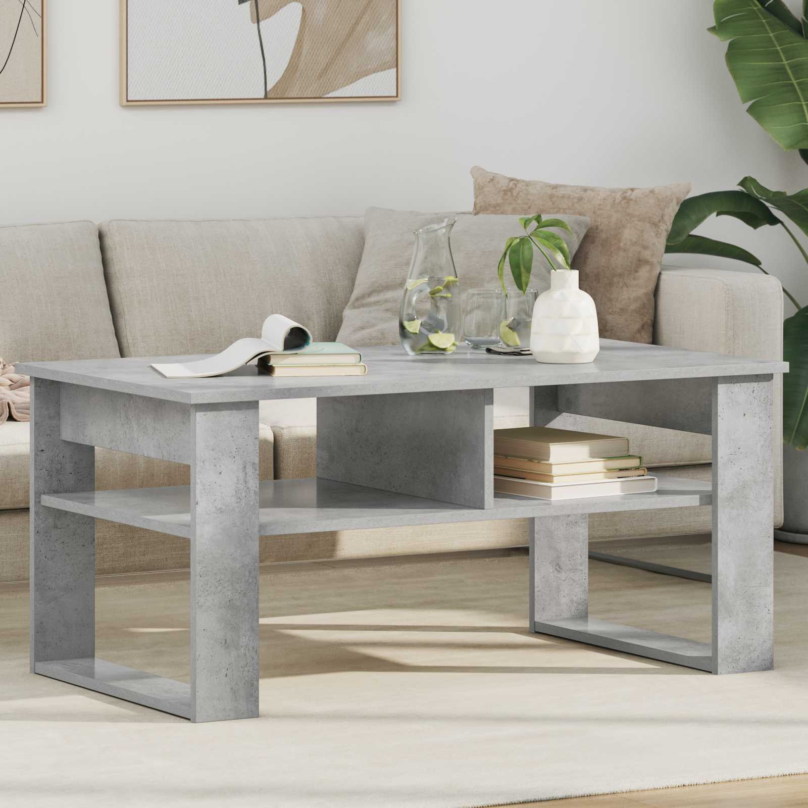 vidaXL Coffee Table Concrete Grey 96 x 54 x 44 cm Engineered Wood 1