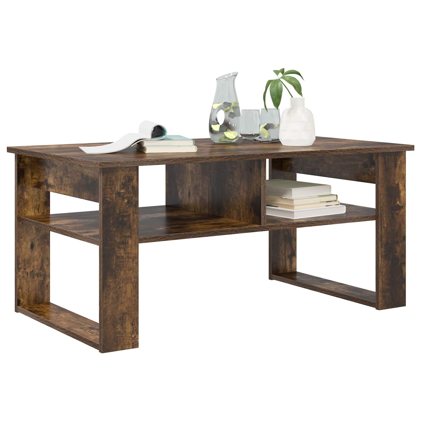 vidaXL Coffee Table Smoked Oak 96 x 54 x 44 cm Engineered Wood 3