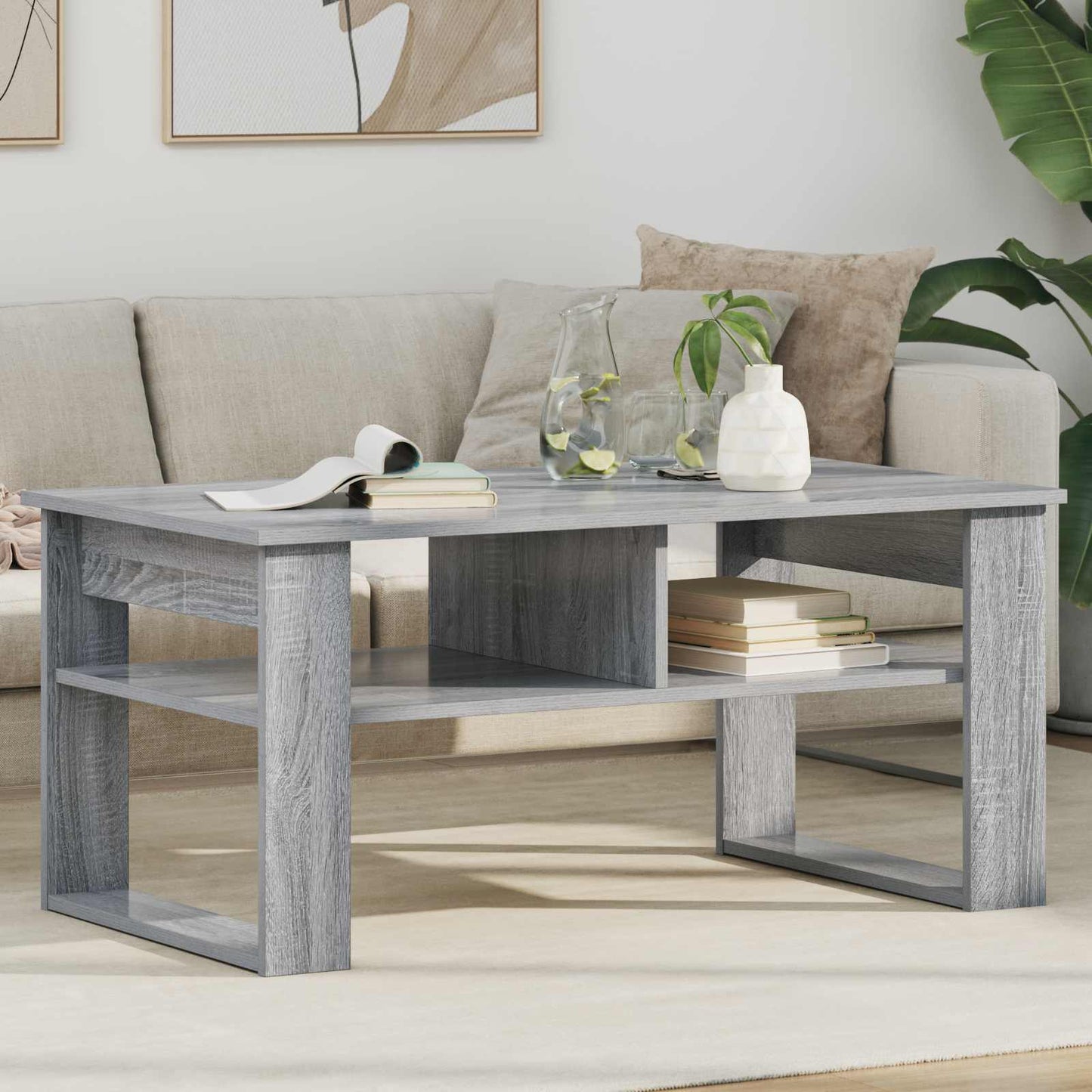vidaXL Coffee Table Grey Sonoma 96 x 54 x 44 cm Engineered Wood 1