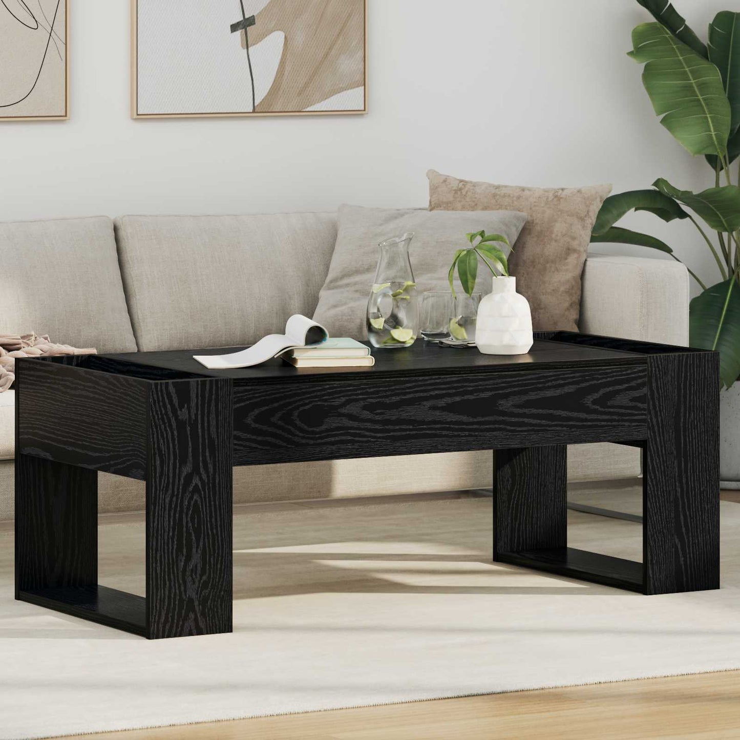 vidaXL Coffee Table Black Oak 110 x 50 x 41 cm Engineered Wood 1