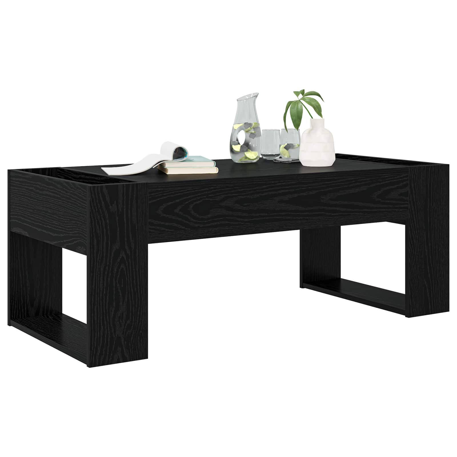 vidaXL Coffee Table Black Oak 110 x 50 x 41 cm Engineered Wood 3