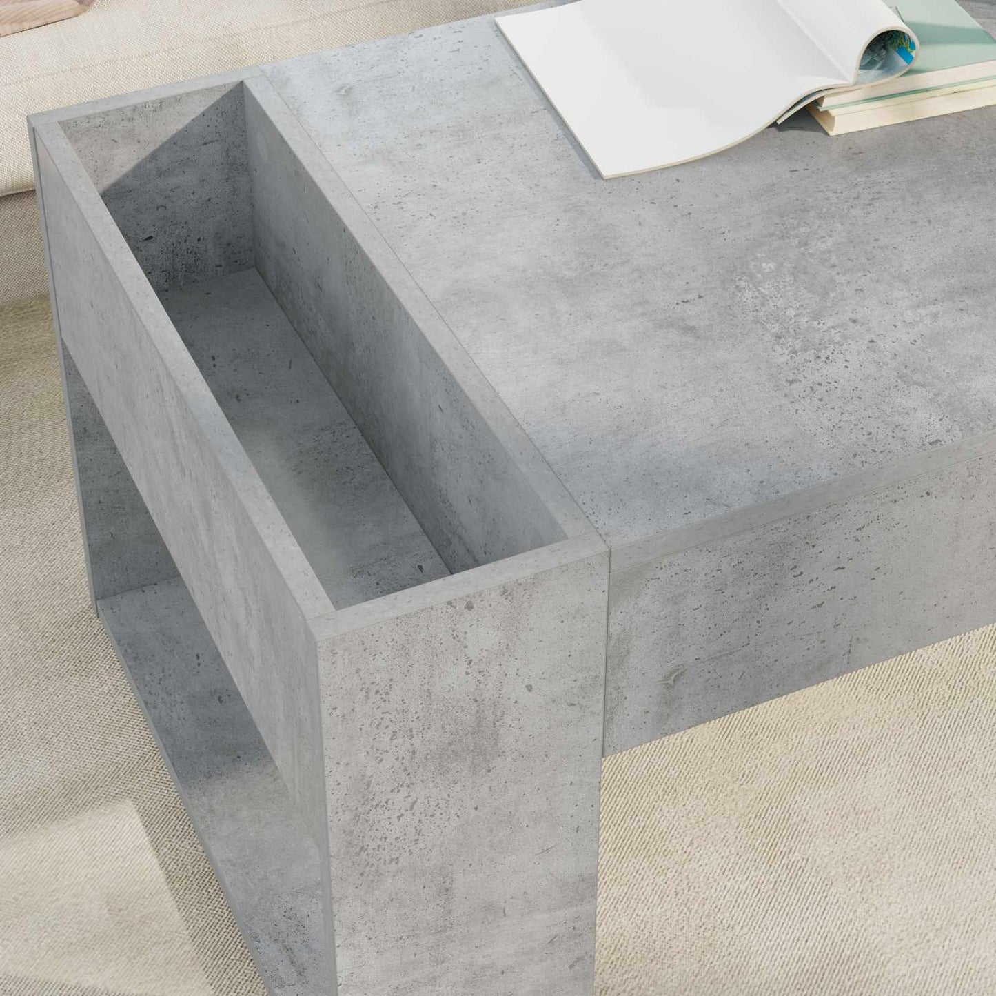 vidaXL Coffee Table Concrete Grey 110 x 50 x 41 cm Engineered Wood 4