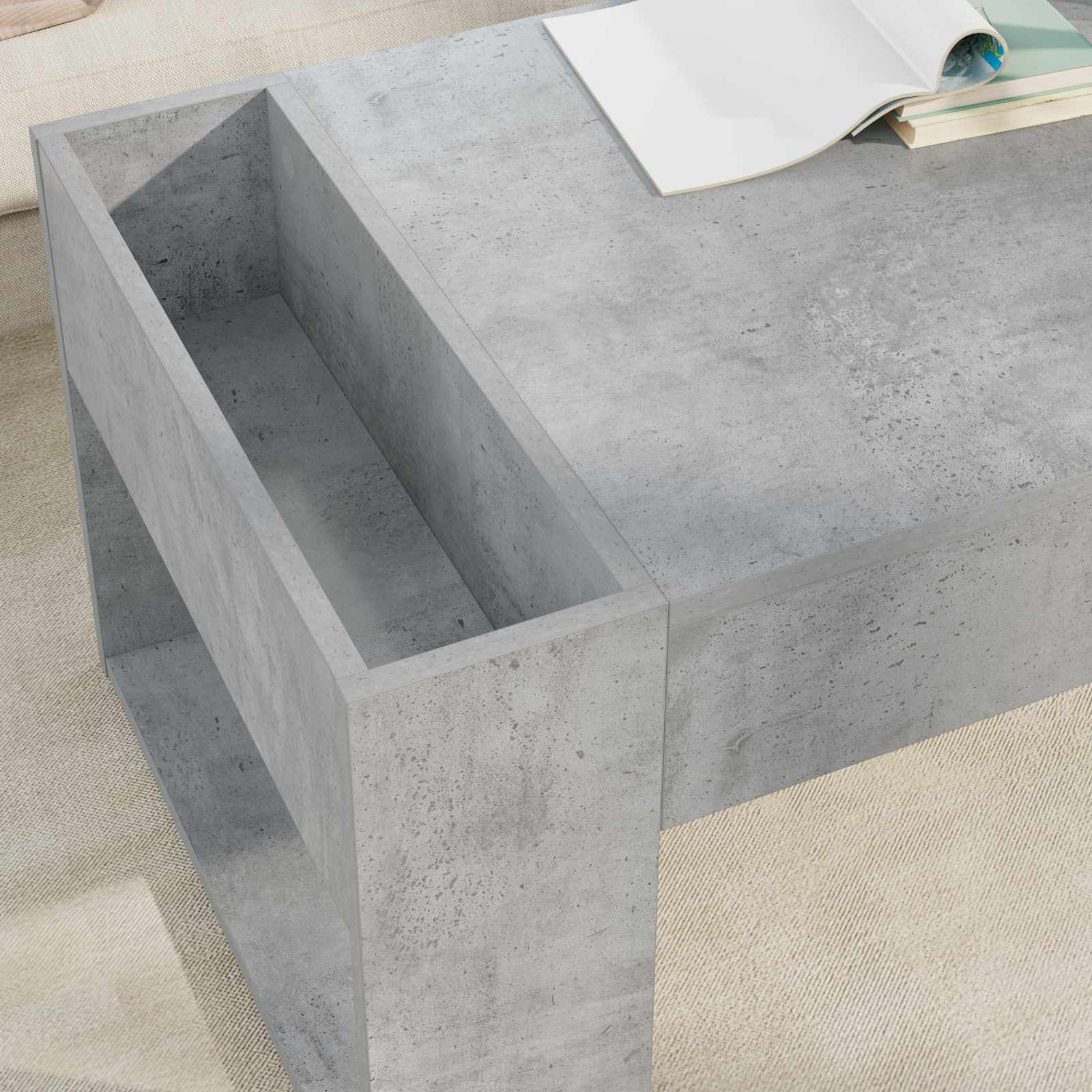 vidaXL Coffee Table Concrete Grey 110 x 50 x 41 cm Engineered Wood 4