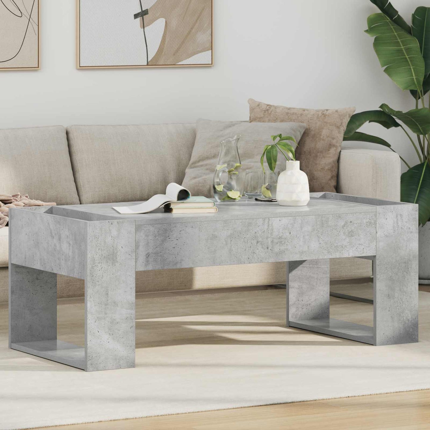 vidaXL Coffee Table Concrete Grey 110 x 50 x 41 cm Engineered Wood 1