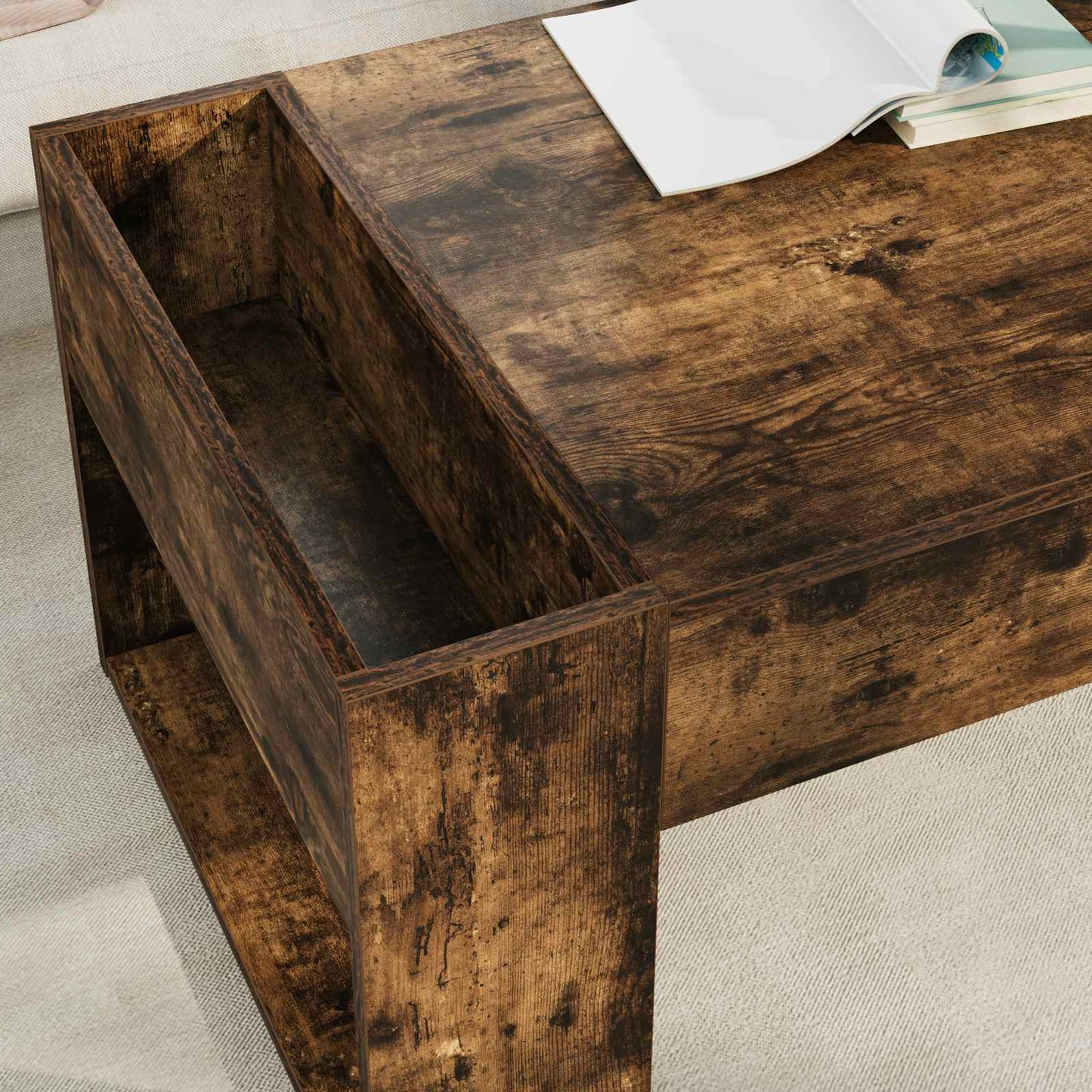 vidaXL Coffee Table Smoked Oak 110 x 50 x 41 cm Engineered Wood 4