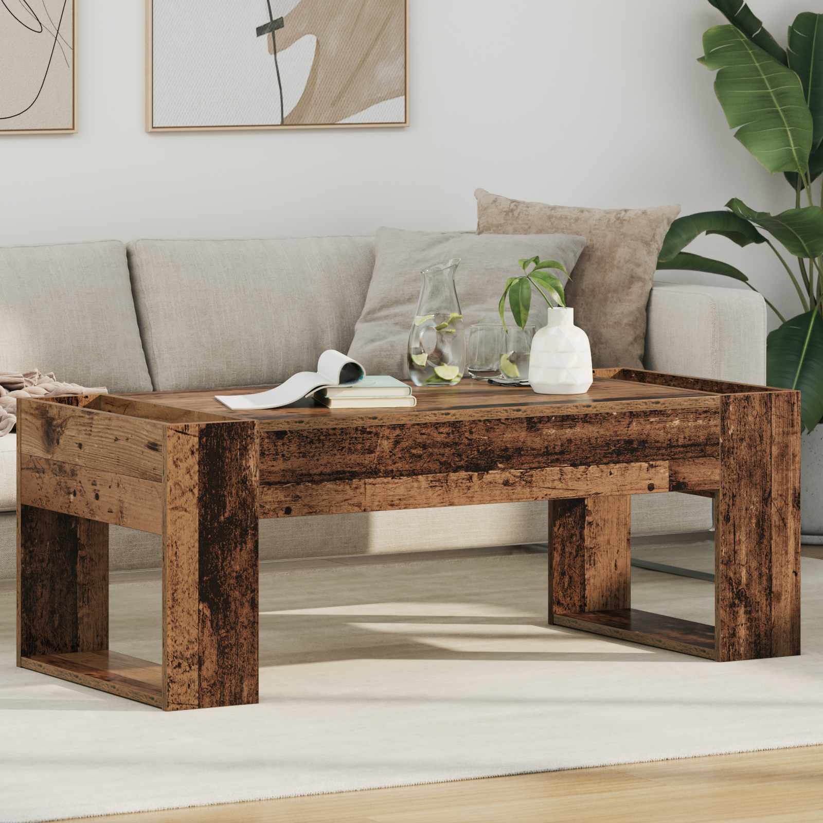 vidaXL Coffee Table Old Wood 110 x 50 x 41 cm Engineered Wood 1