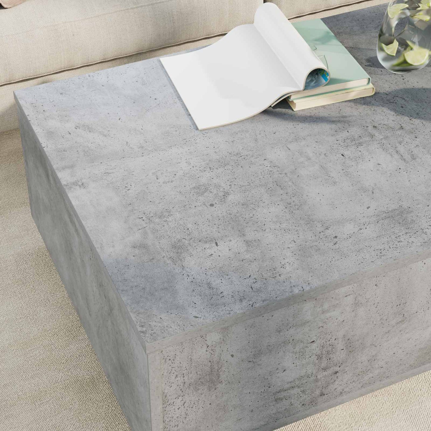 vidaXL Coffee Table Concrete Grey 95 x 55 x 31 cm Engineered Wood 4