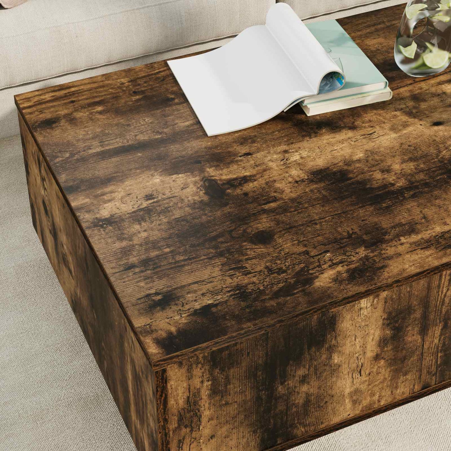 vidaXL Coffee Table Smoked Oak 95 x 55 x 31 cm Engineered Wood 4