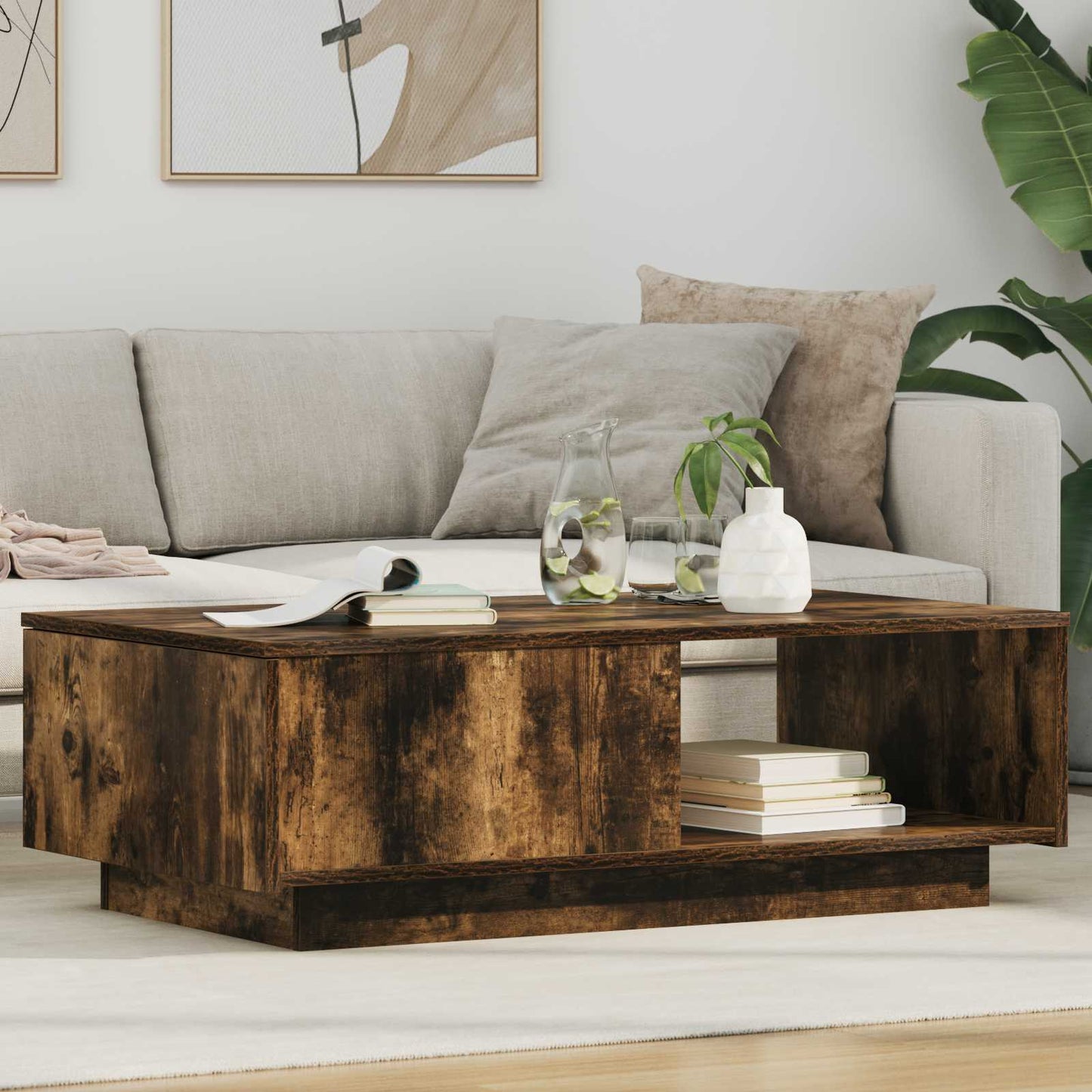 vidaXL Coffee Table Smoked Oak 95 x 55 x 31 cm Engineered Wood 1