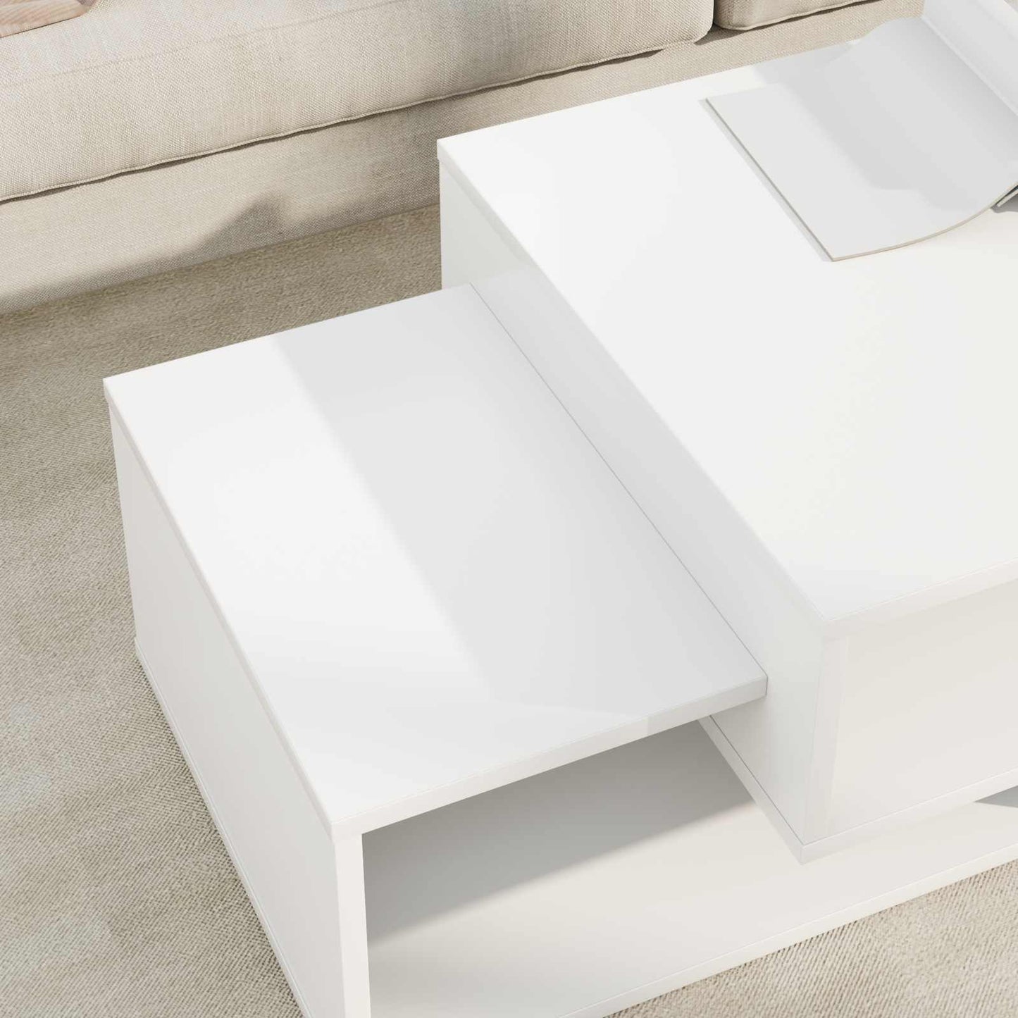 vidaXL Coffee Table White 105 x 50 x 32.5 cm Engineered Wood 4