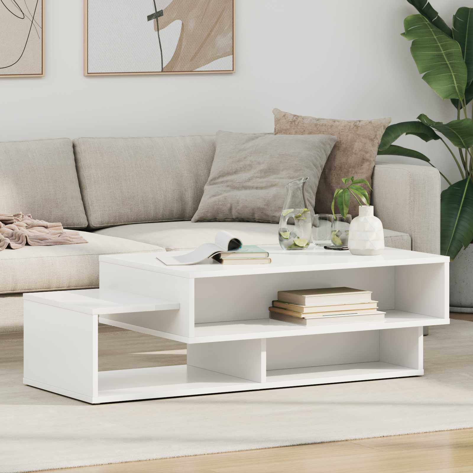vidaXL Coffee Table White 105 x 50 x 32.5 cm Engineered Wood 1