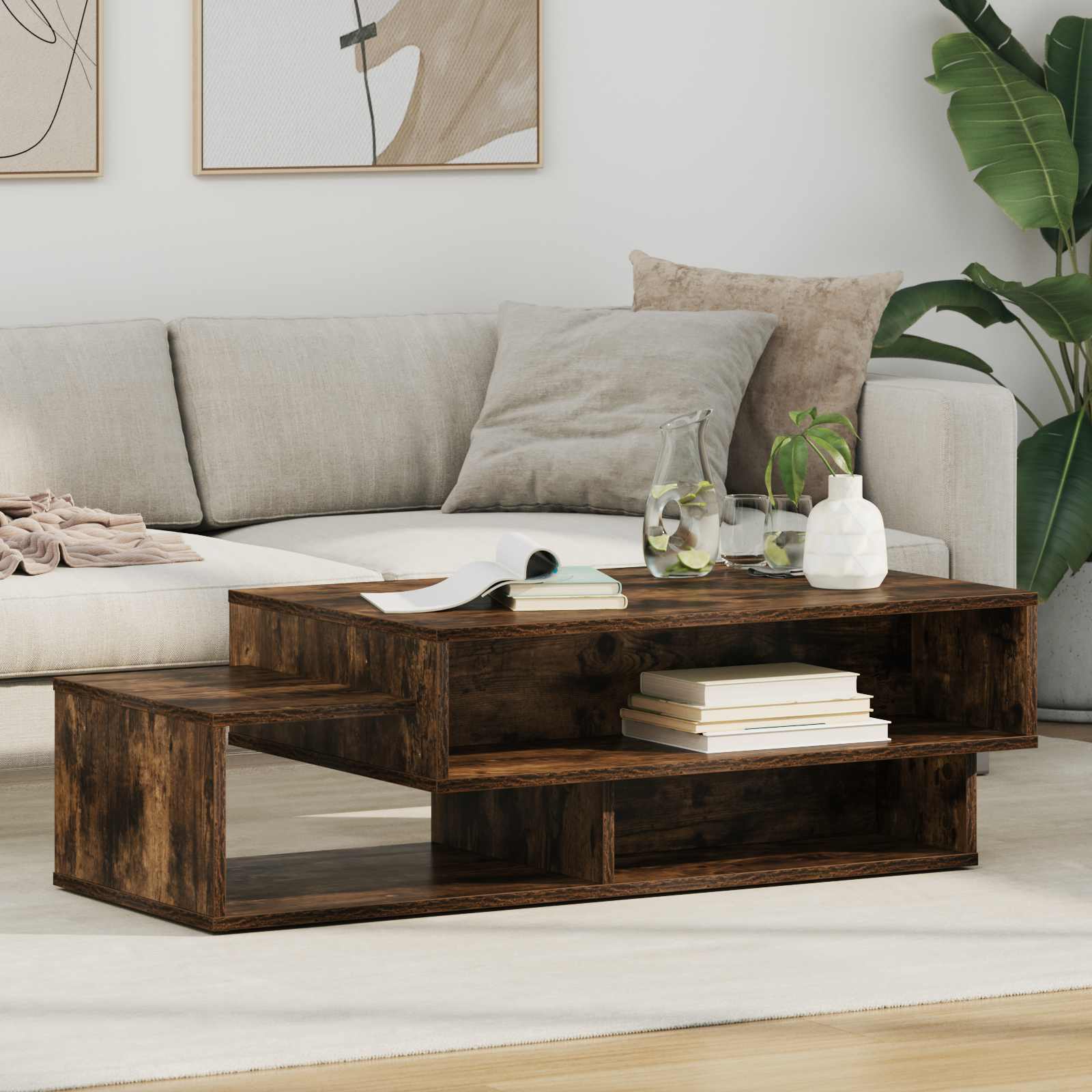 vidaXL Coffee Table Smoked Oak 105 x 50 x 32.5 cm Engineered Wood 1