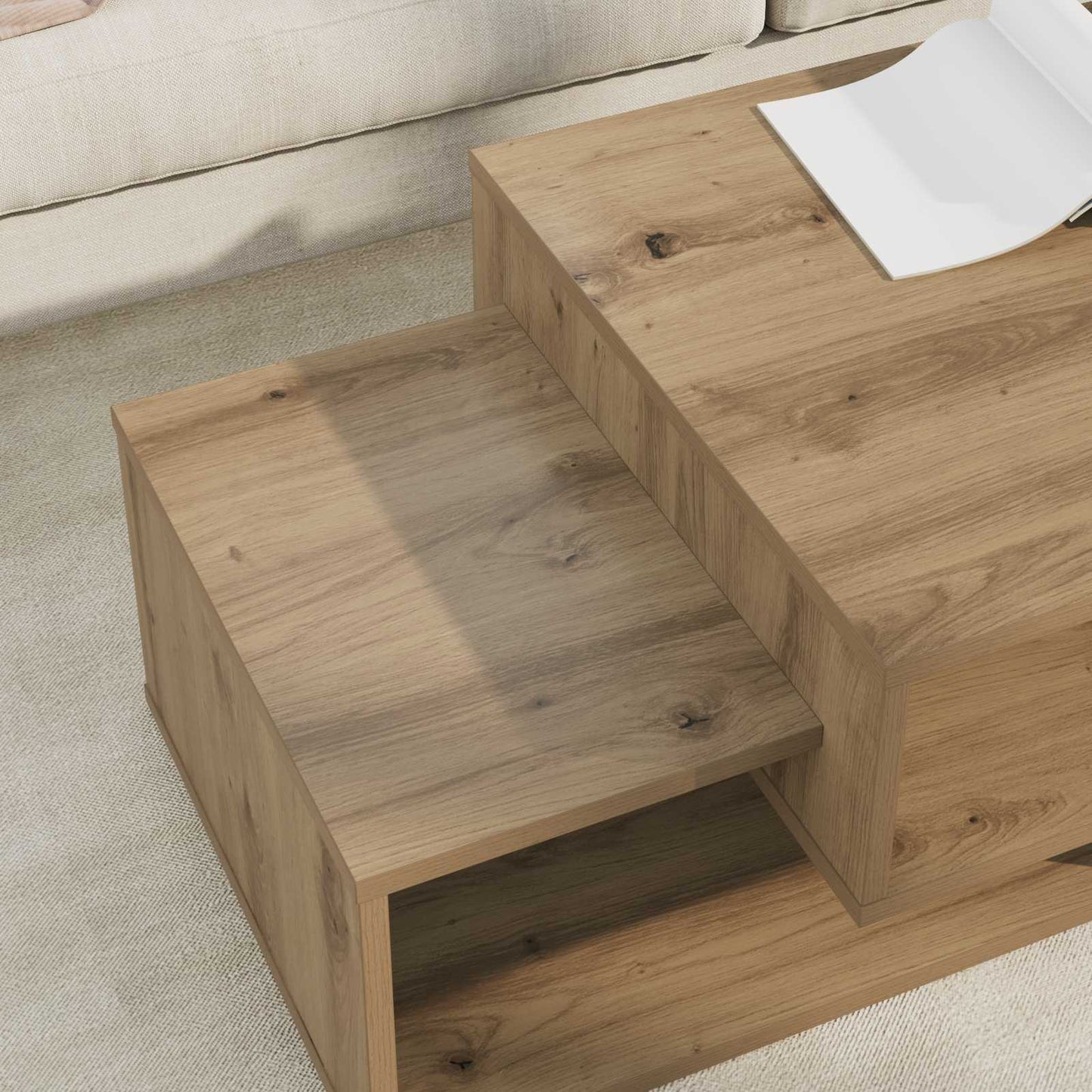 vidaXL Coffee Table Artisan Oak 105 x 50 x 32.5 cm Engineered Wood 4