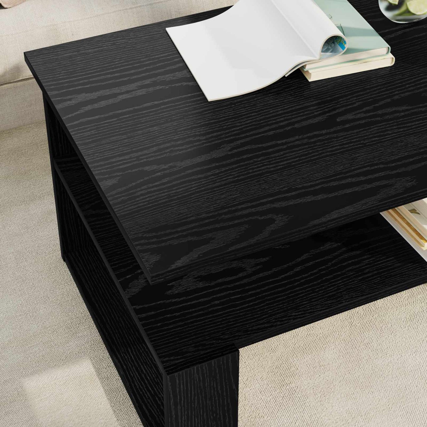 vidaXL Coffee Table Black Oak 90 x 50 x 40 cm Engineered Wood 4