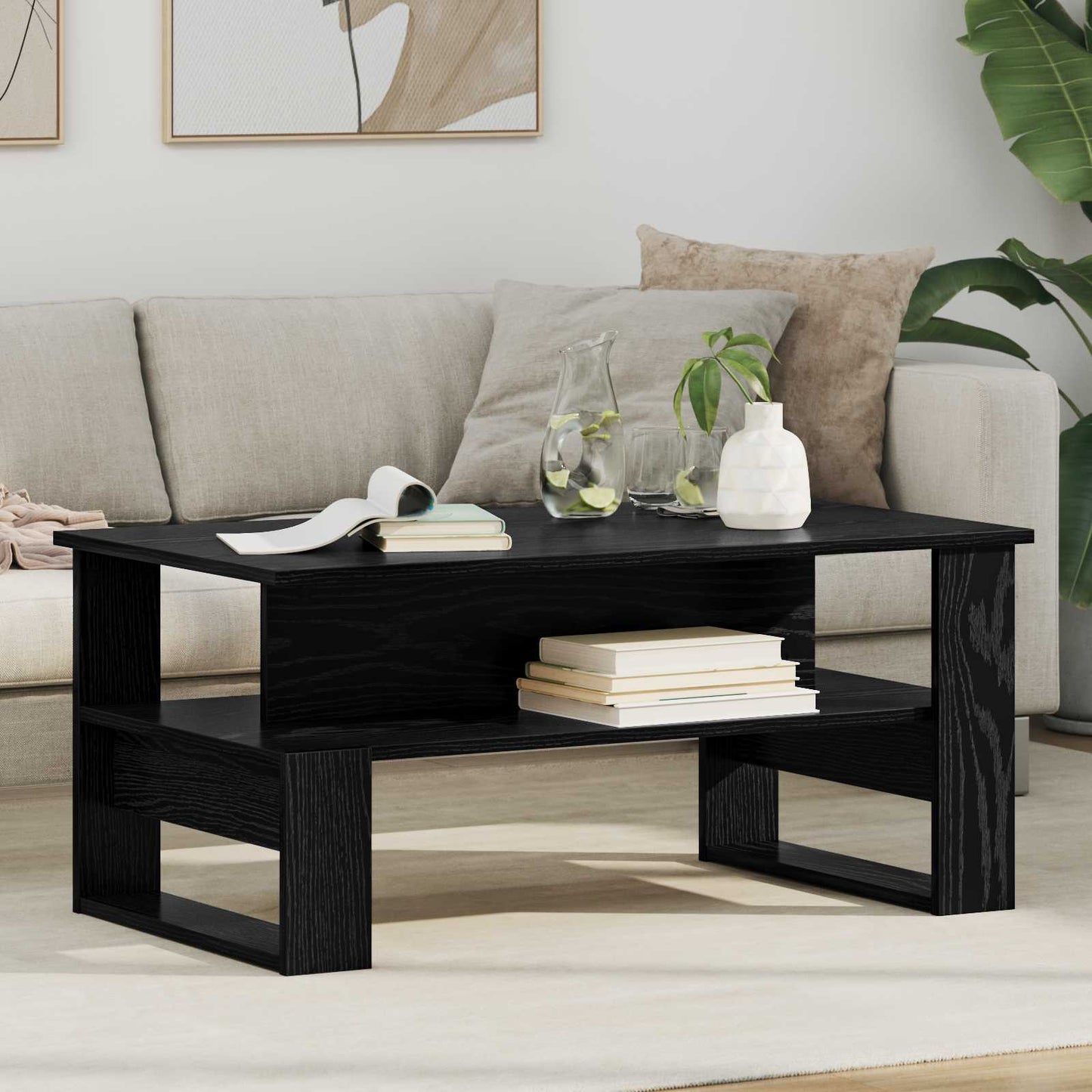 vidaXL Coffee Table Black Oak 90 x 50 x 40 cm Engineered Wood 1