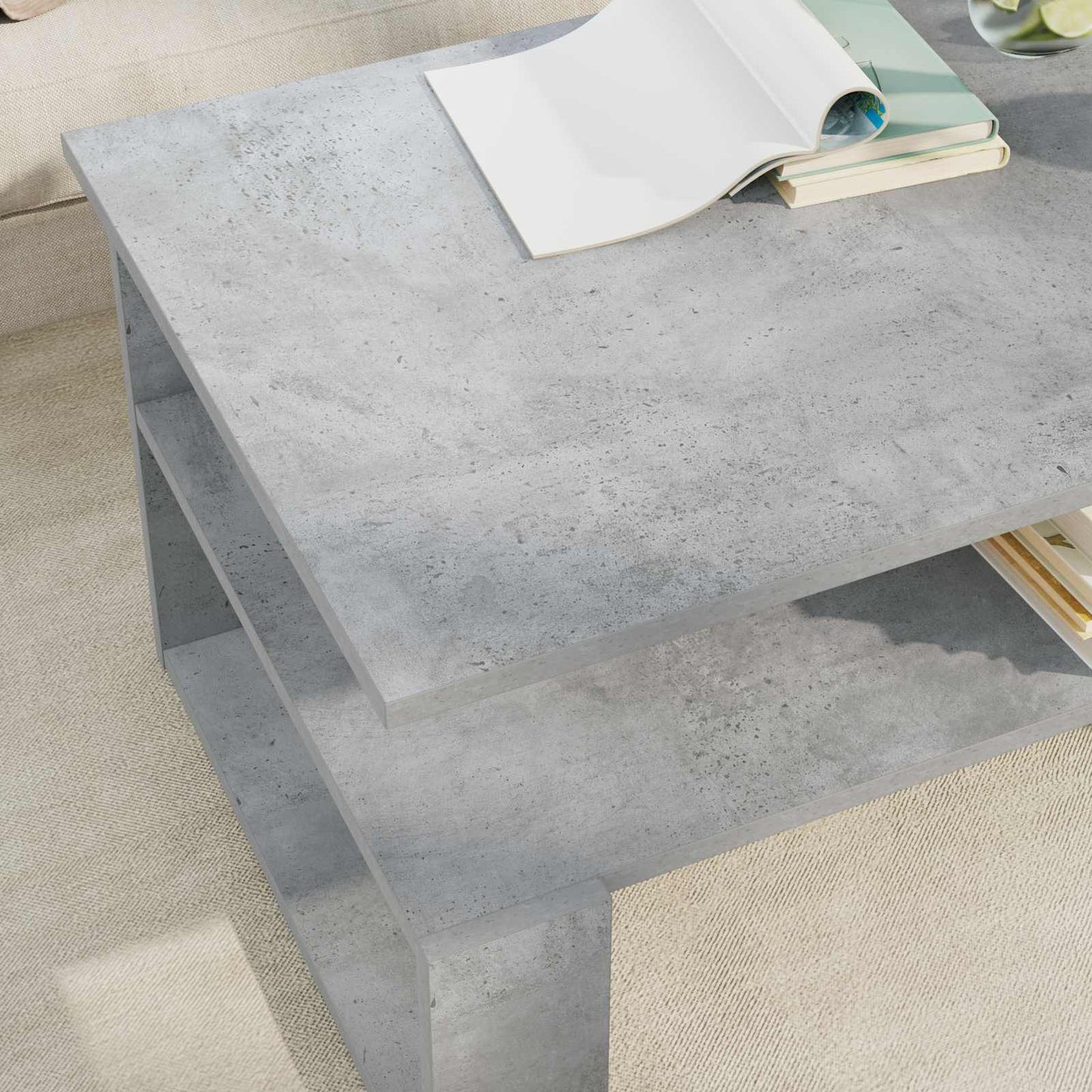 vidaXL Coffee Table Concrete Grey 90 x 50 x 40 cm Engineered Wood 4