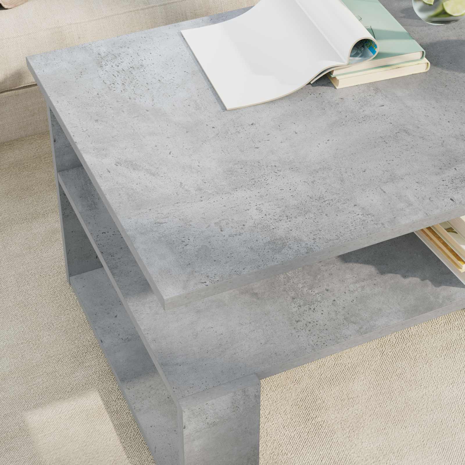 vidaXL Coffee Table Concrete Grey 90 x 50 x 40 cm Engineered Wood 4
