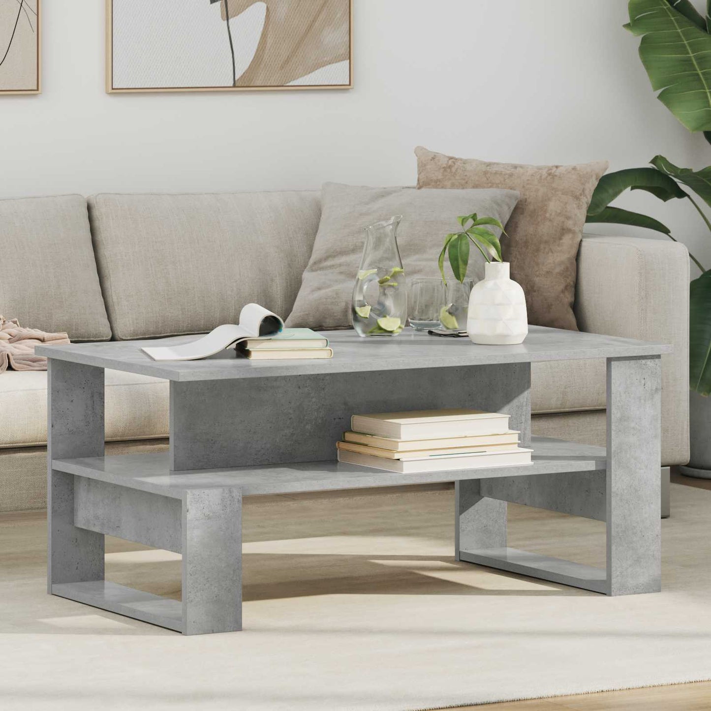 vidaXL Coffee Table Concrete Grey 90 x 50 x 40 cm Engineered Wood 1