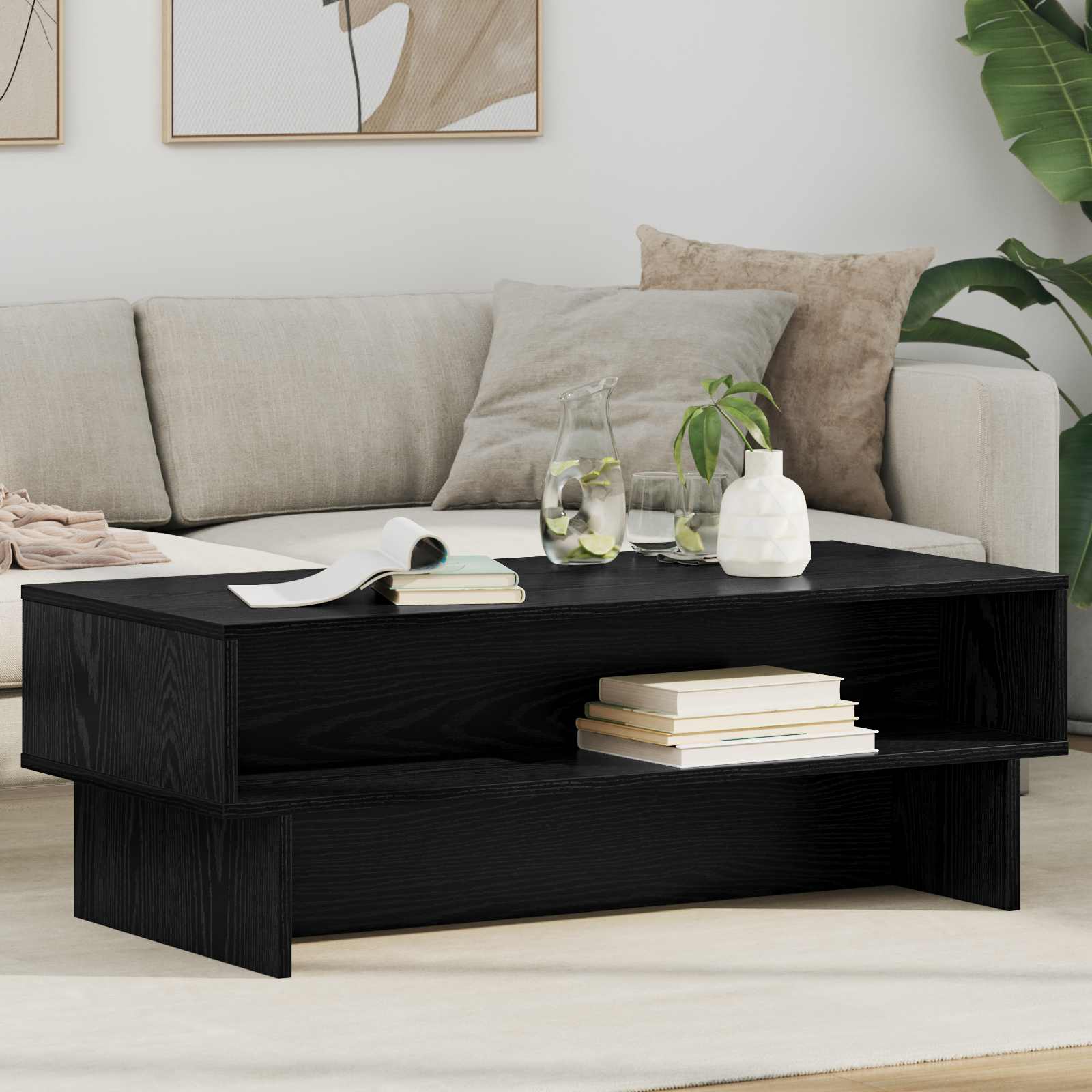 vidaXL Coffee Table Black Oak 100 x 46 x 35 cm Engineered Wood 1