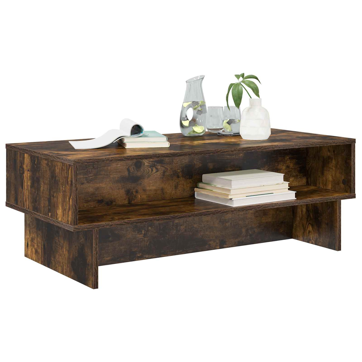 vidaXL Coffee Table Smoked Oak 100 x 46 x 35 cm Engineered Wood 3